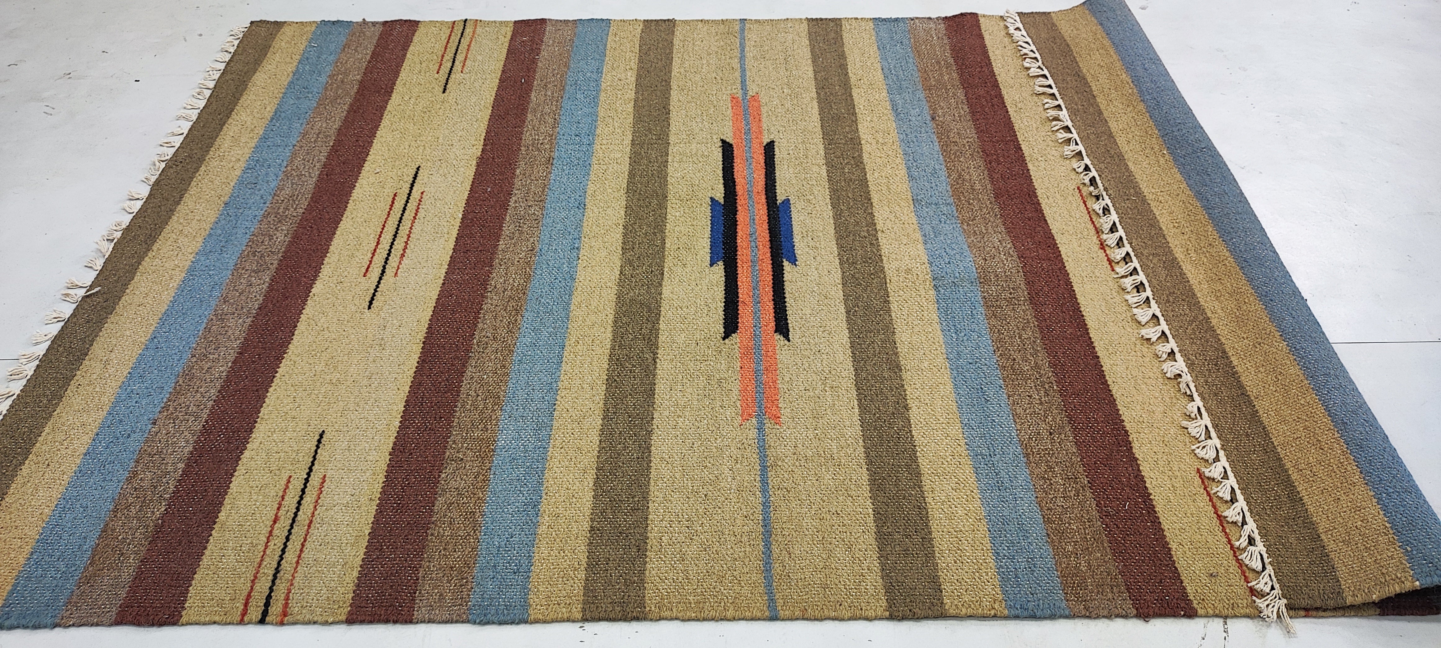 Michael Hitchcock 4x6 Striped Hand-woven Durrie Rug (Multiple Colors)