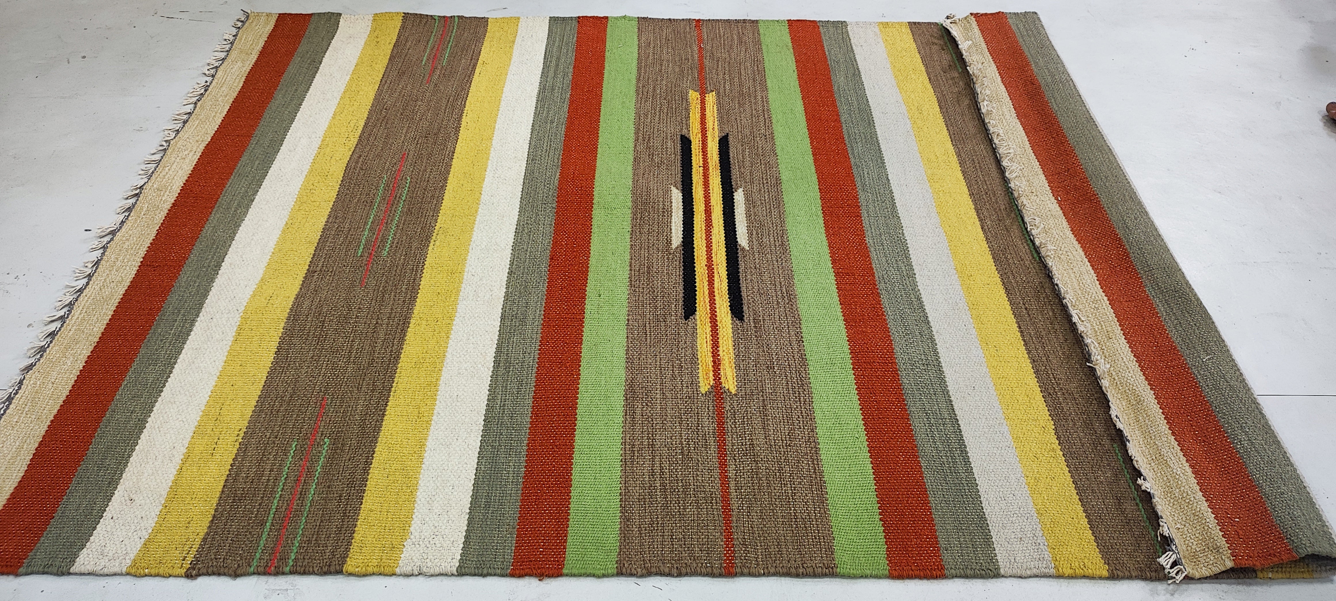 Michael Hitchcock 4x6 Striped Hand-woven Durrie Rug (Multiple Colors)