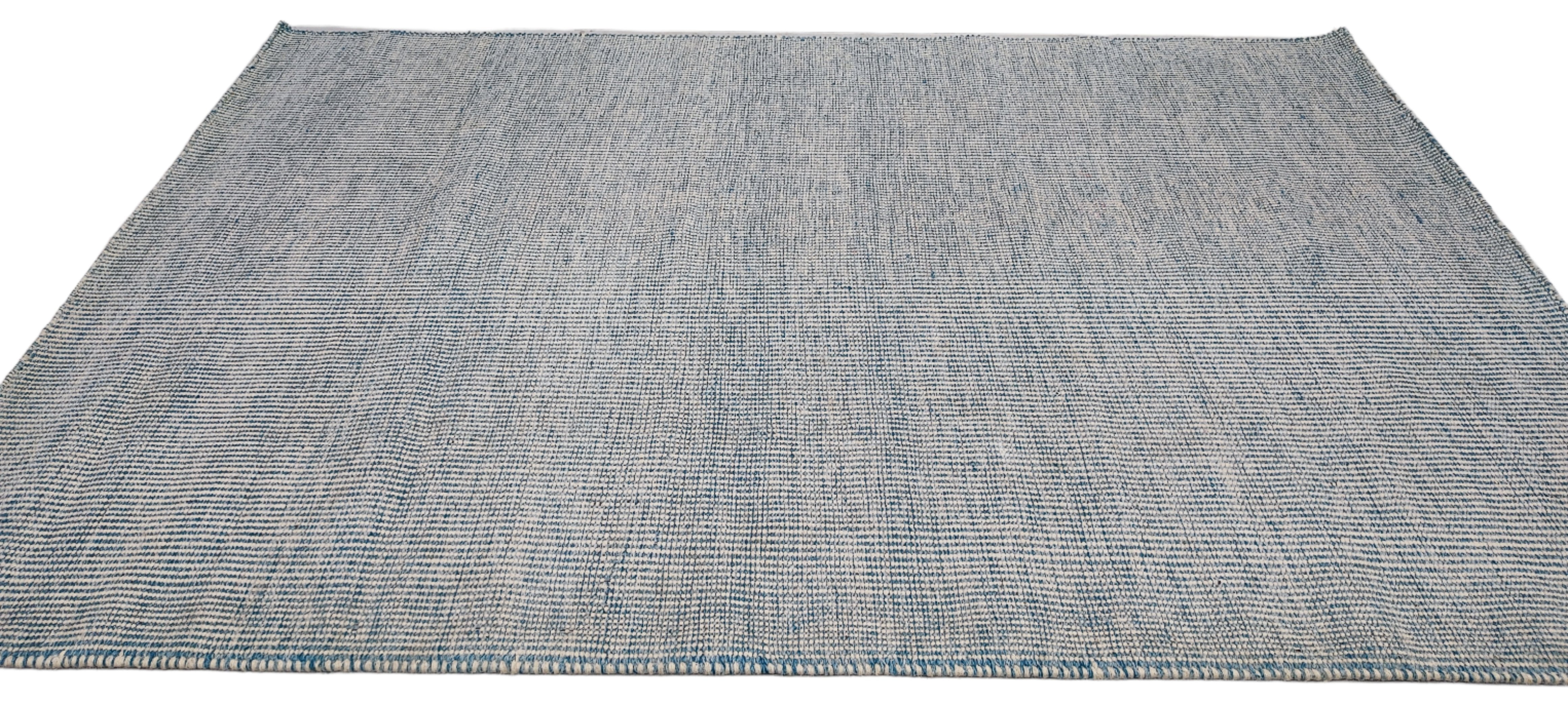 Ryan 5.3x7.6 Hand-Woven Durrie Blue and Ivory