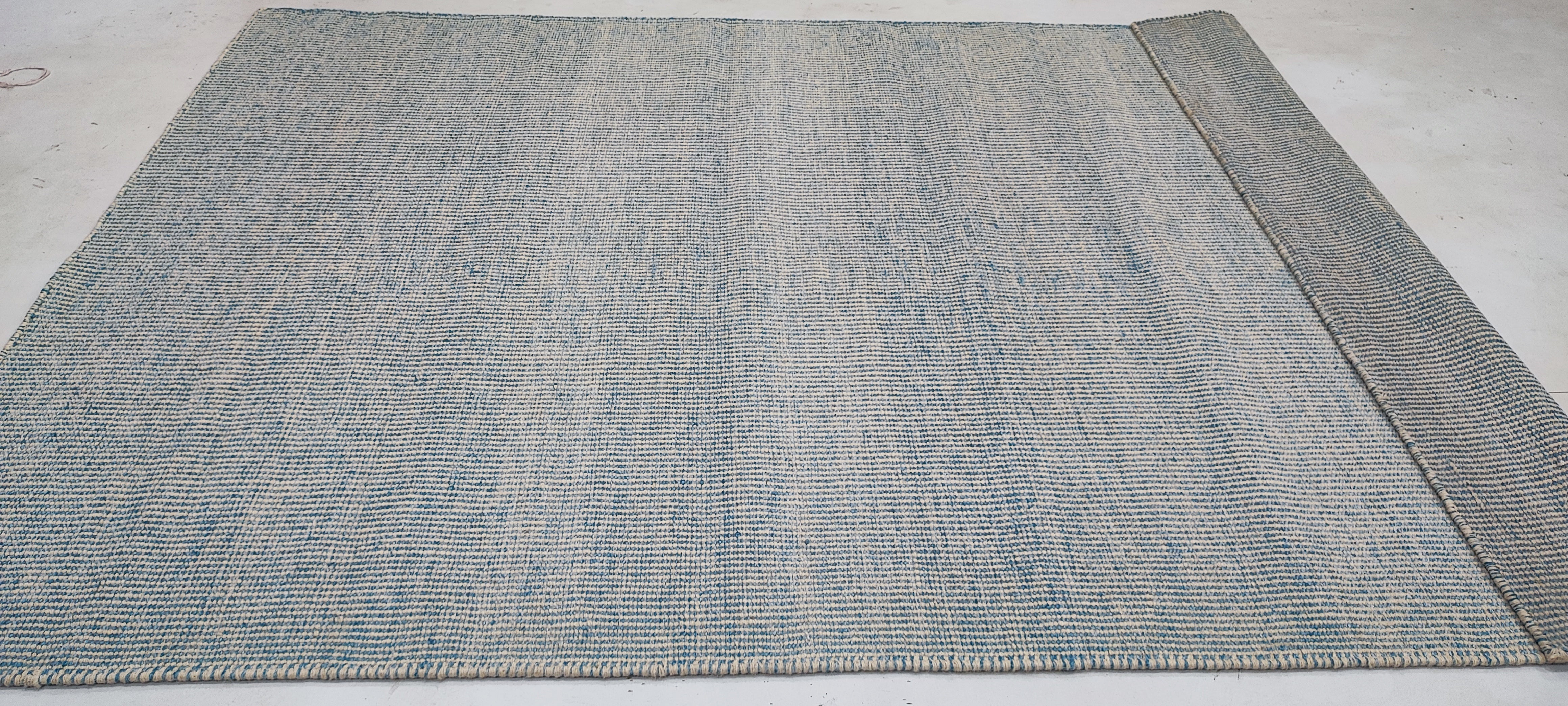 Cooper 5.3x7.6 Hand-Woven Durrie Ivory and Blue