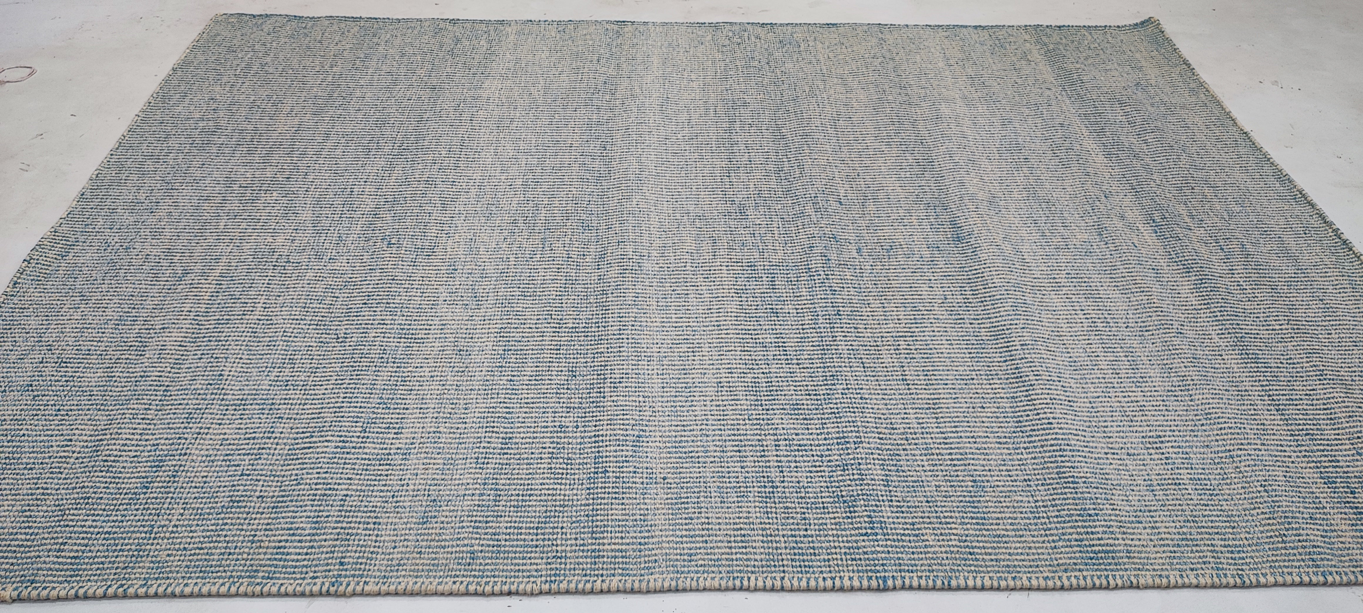 Cooper 5.3x7.6 Hand-Woven Durrie Ivory and Blue