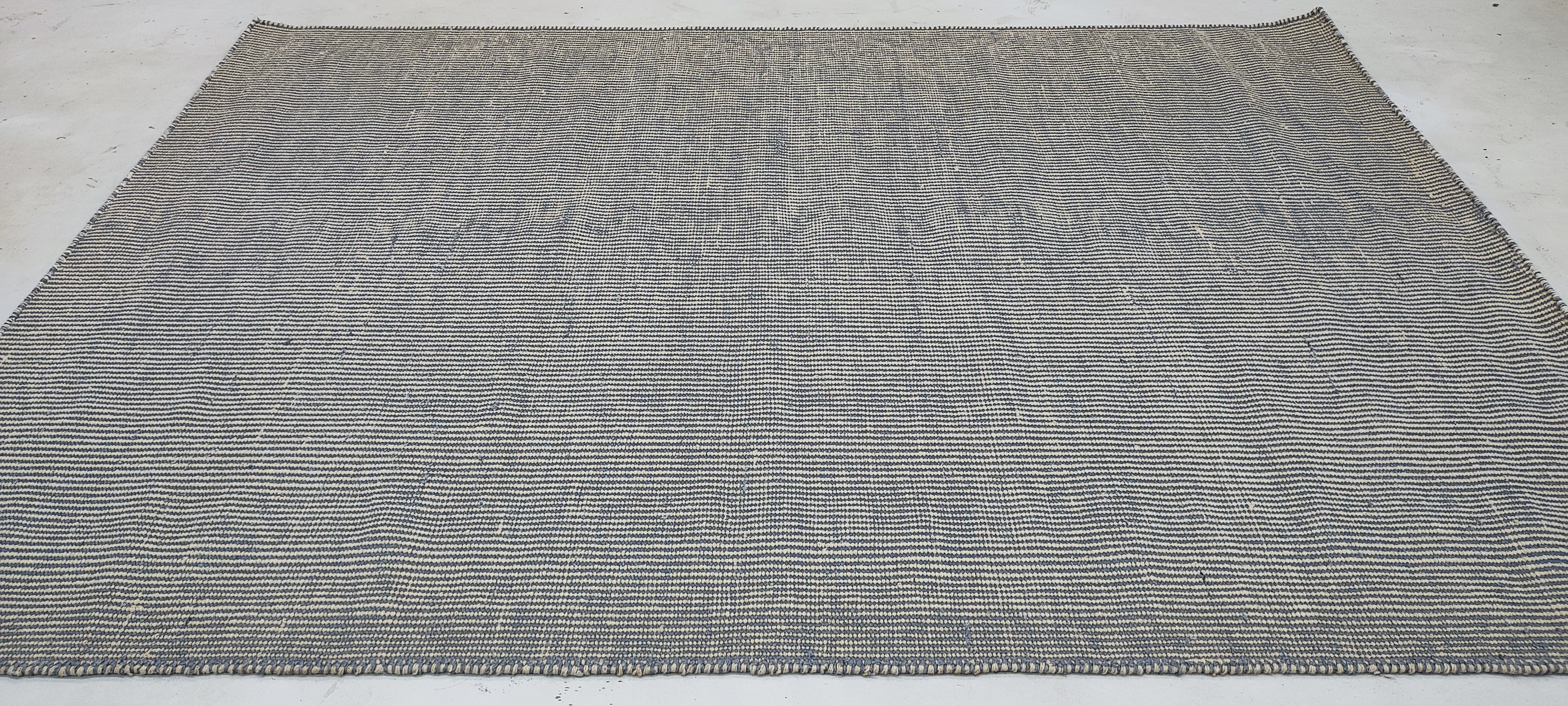 Soldier Boy 5.3x7.6 Hand-woven Light Blue Textured Durrie Rug