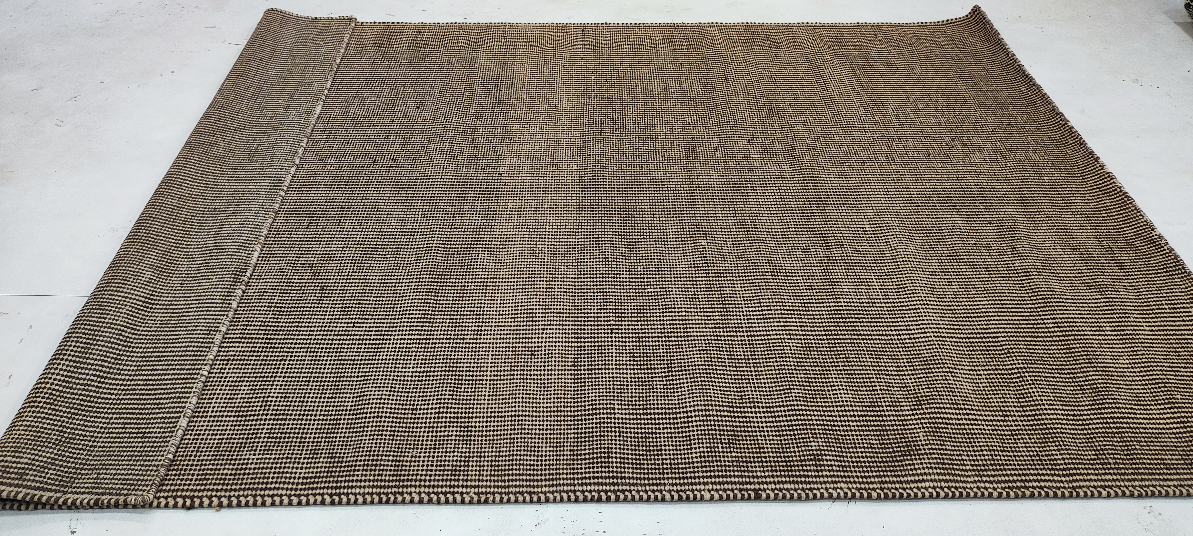 Hughie Campbell 5.3x7.6 Hand-woven Textured Durrie Rug