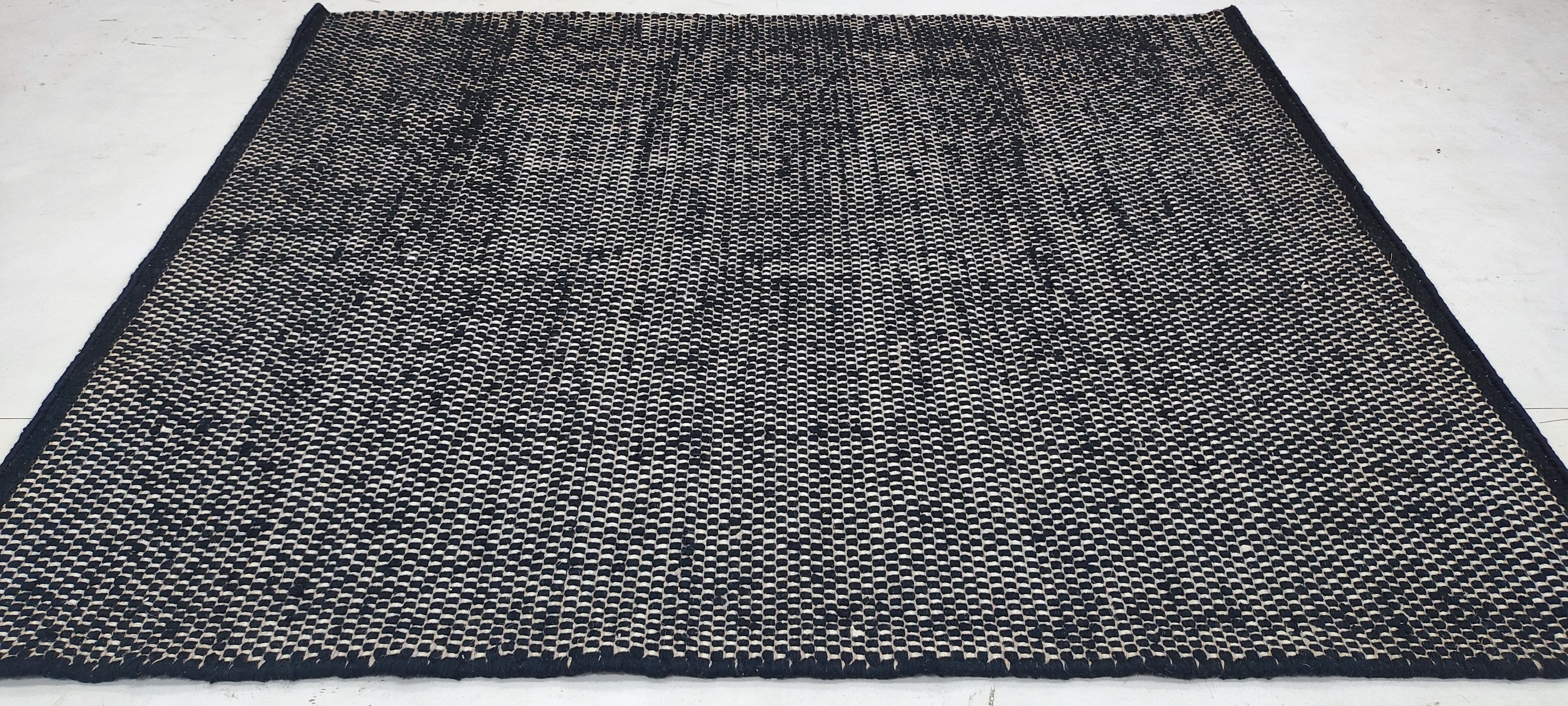 NAME 5x6.3 Black Hand-woven Durrie Rug