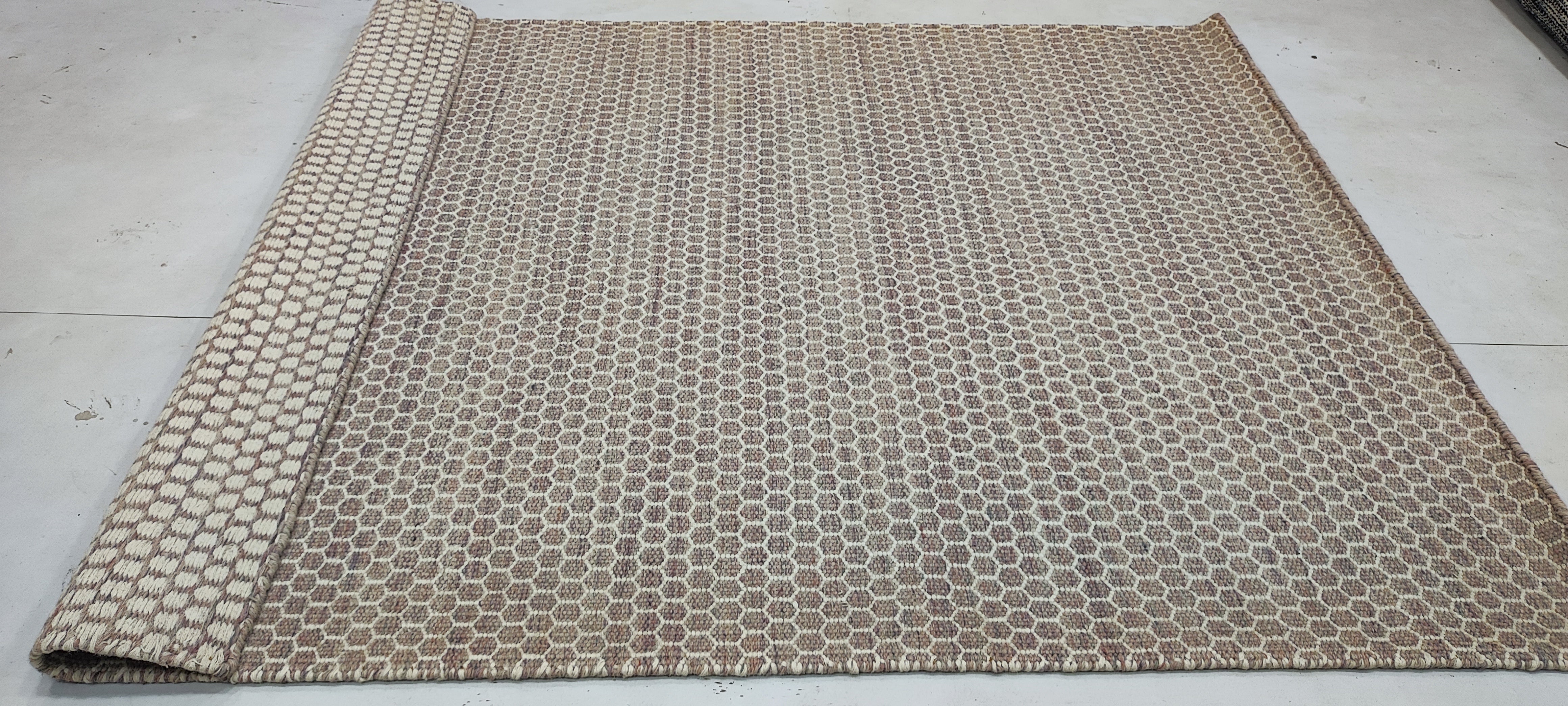 Mitchell 5x6.6 Brown Hand-woven Durrie Rug