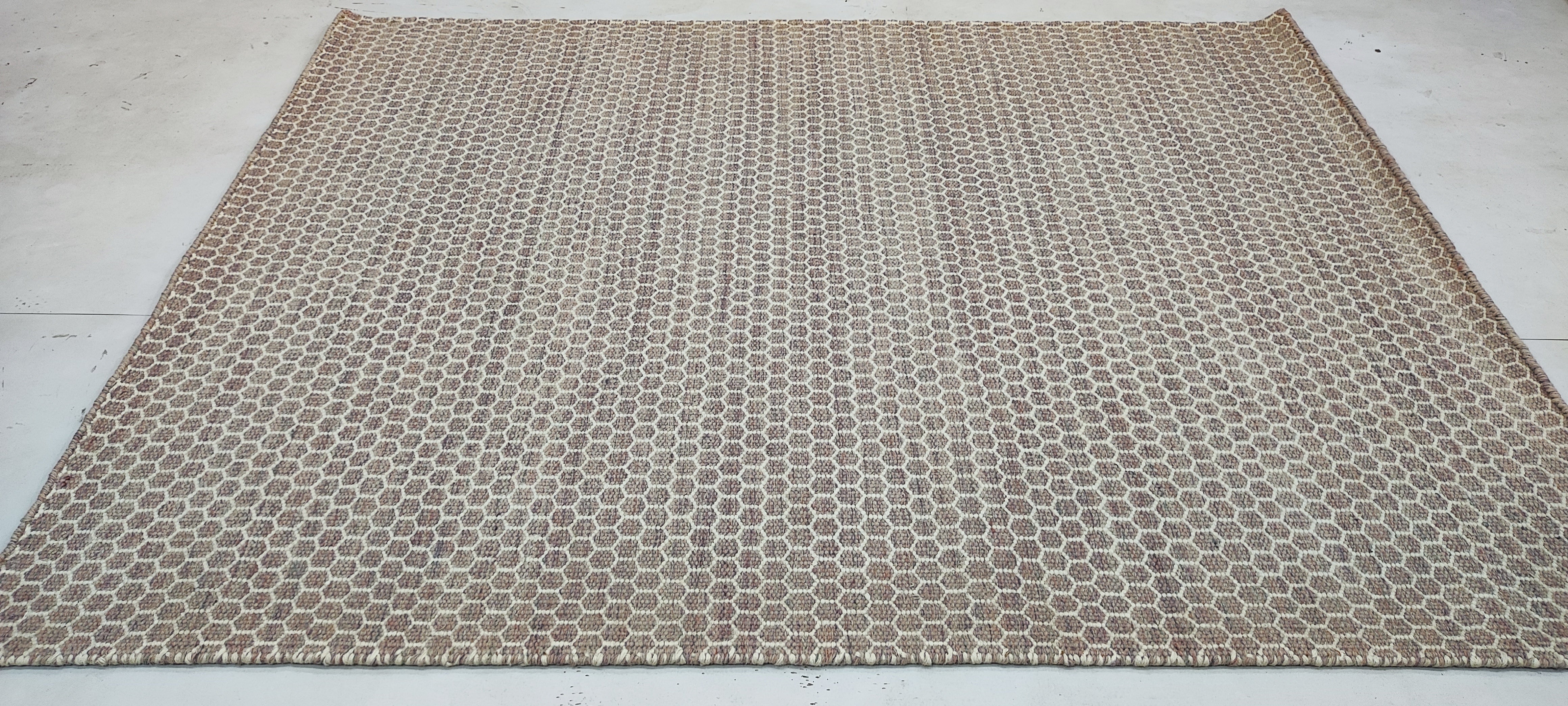 NAME 5x6.6 Brown Hand-woven Durrie Rug