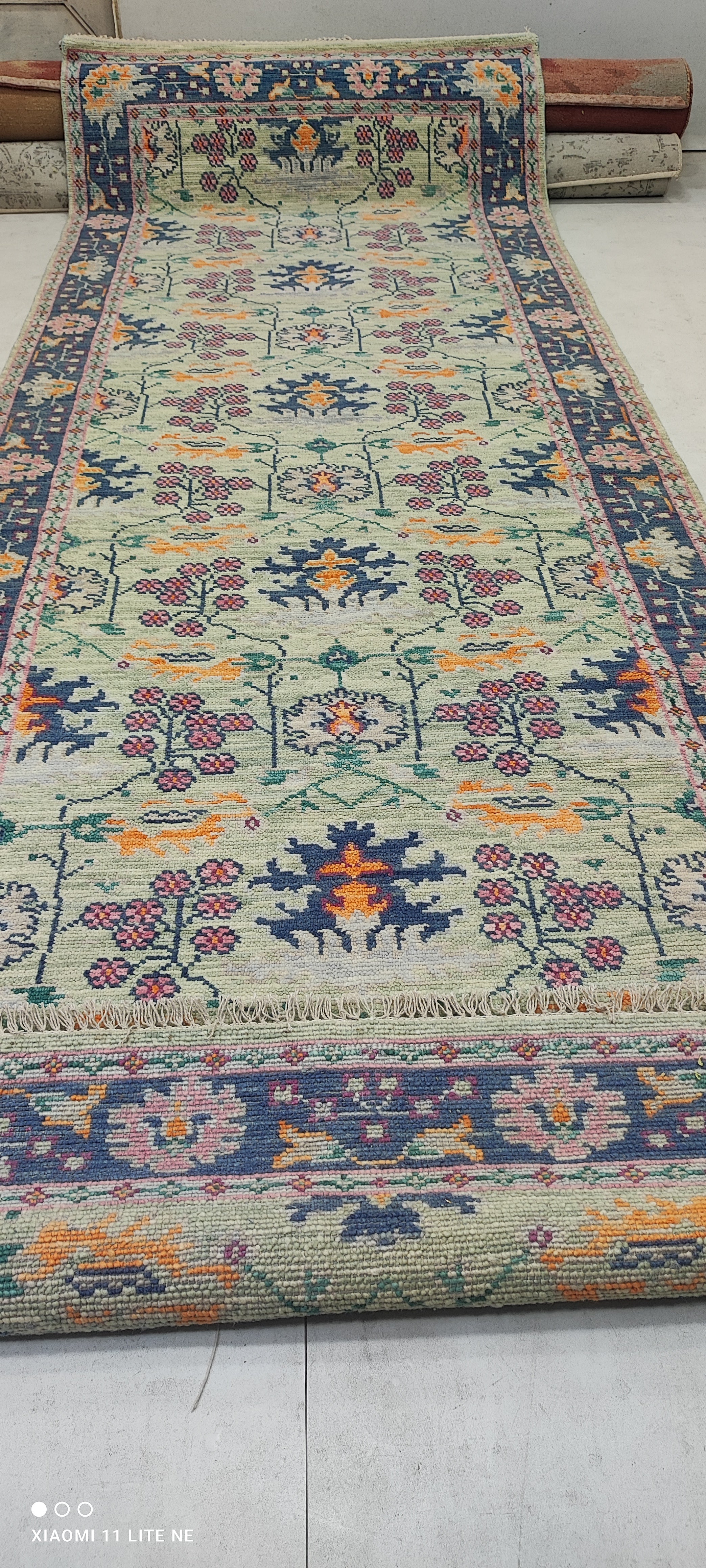 Ava Telek 4x12 Green Hand-Knotted Oushak Runner