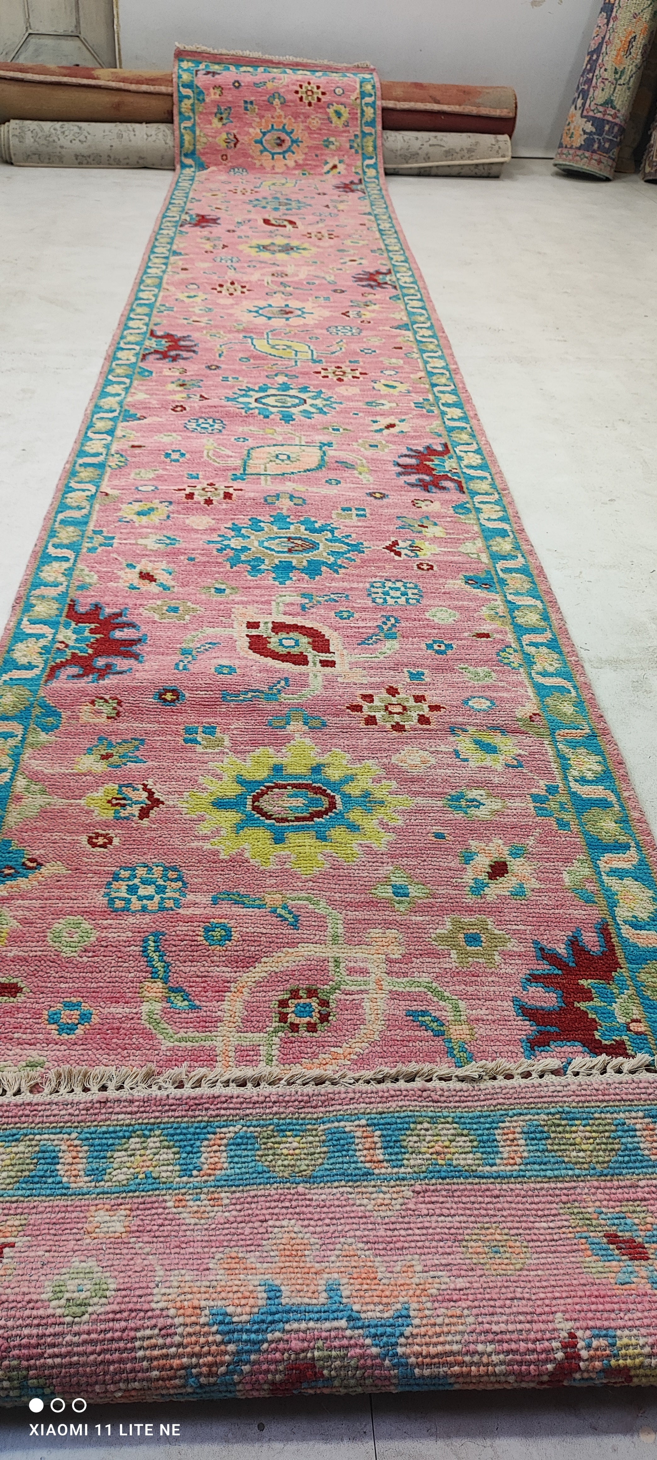 Zabryna Guevara 2.6x16.6 Pink Hand-Knotted Oushak Runner