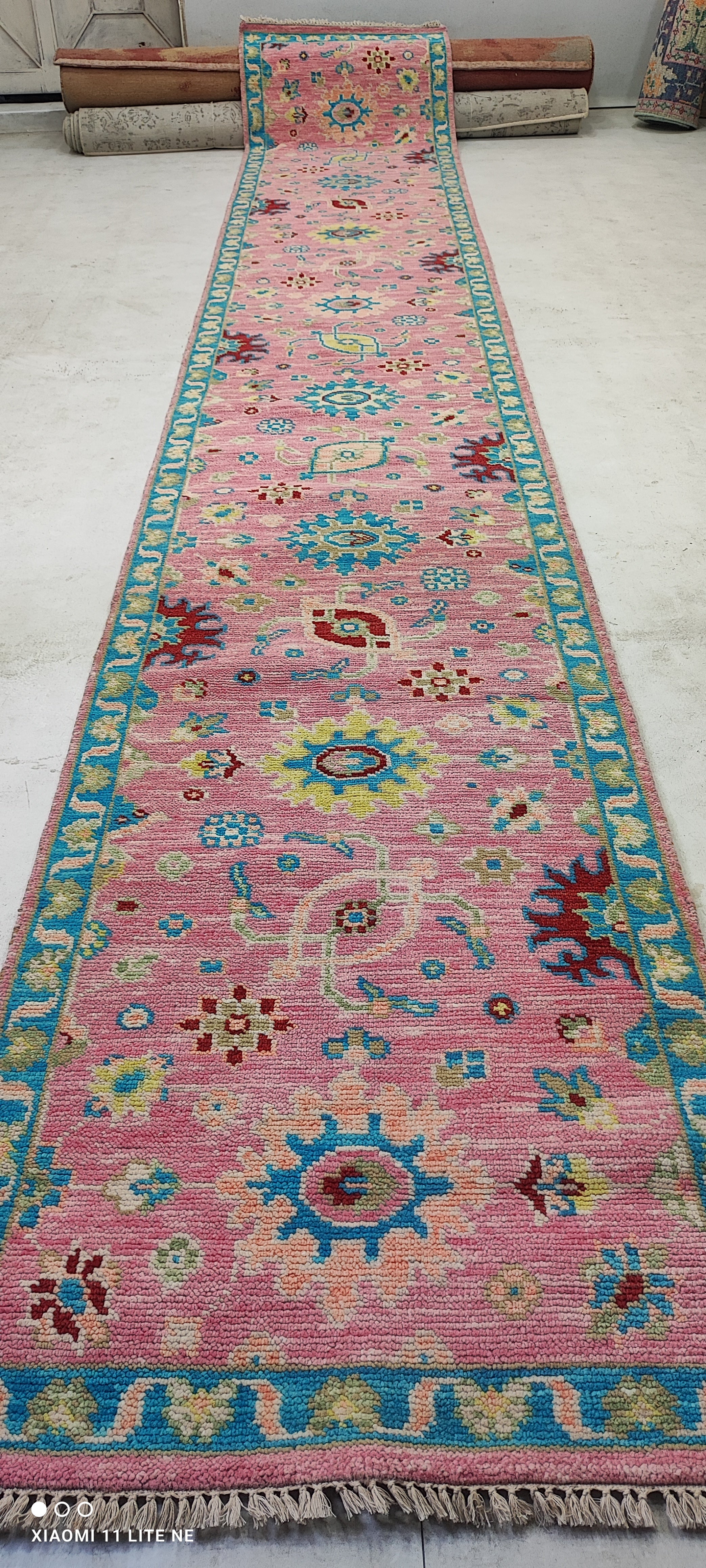 Zabryna Guevara 2.6x16.6 Pink Hand-Knotted Oushak Runner