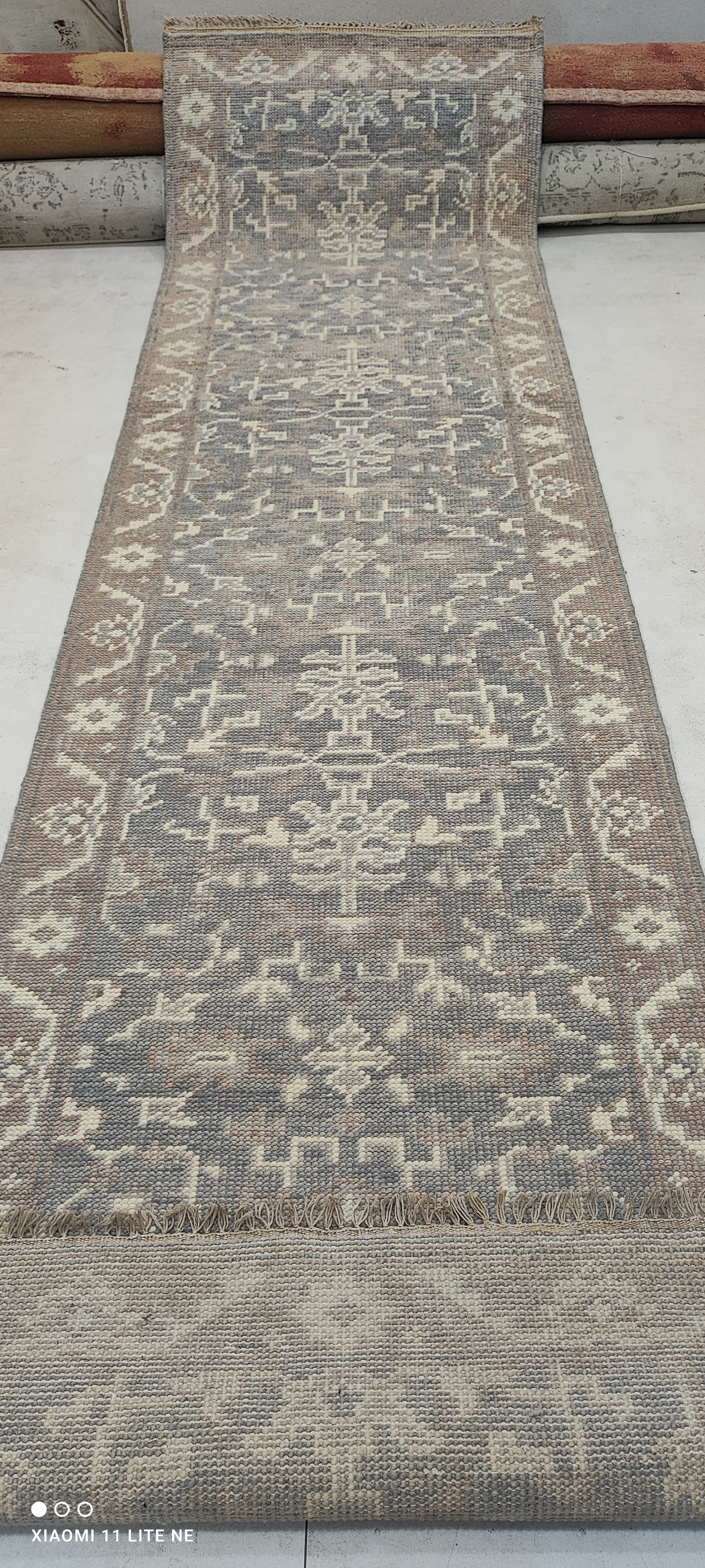 Kathleen Duborg 2.9x9.9 Grey Hand-Knotted Oushak Runner