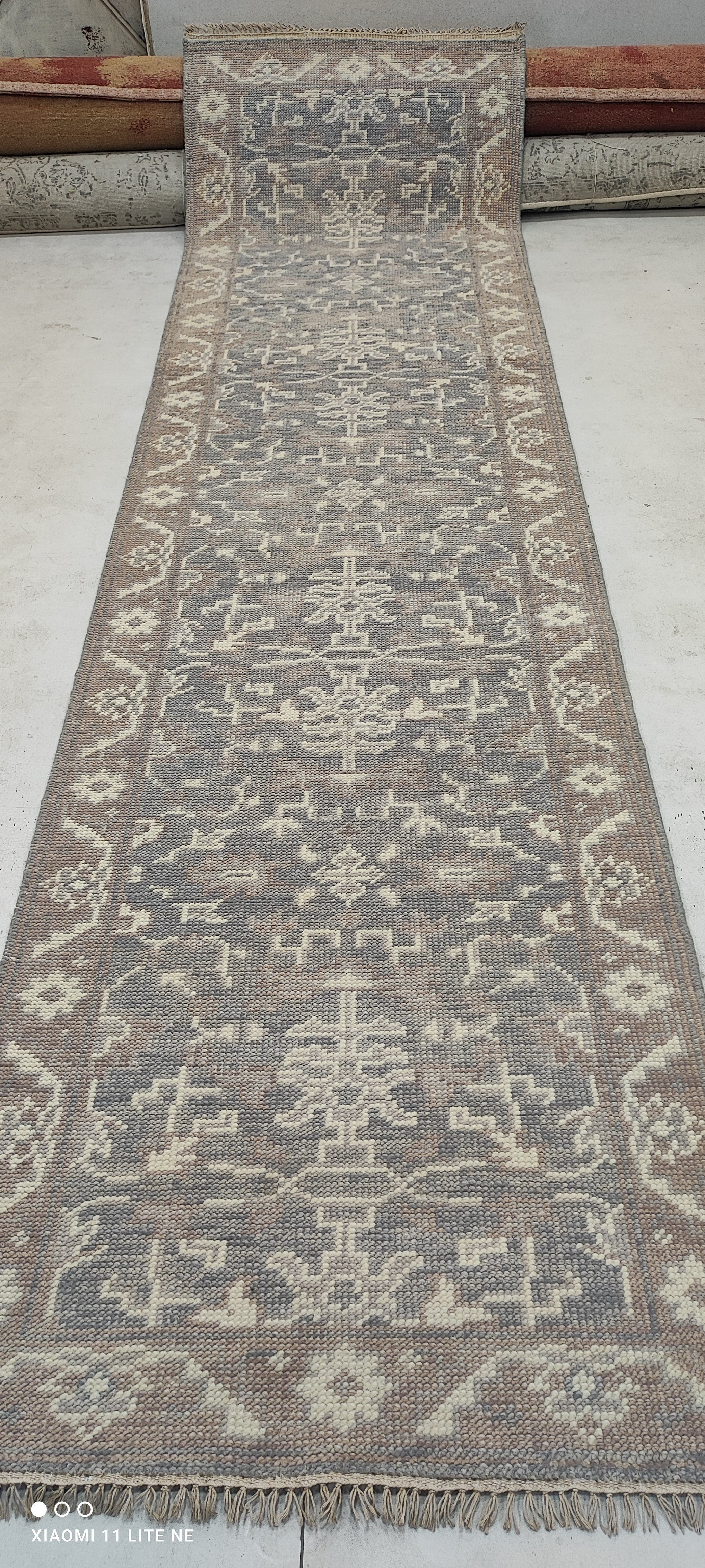 Kathleen Duborg 2.9x9.9 Grey Hand-Knotted Oushak Runner