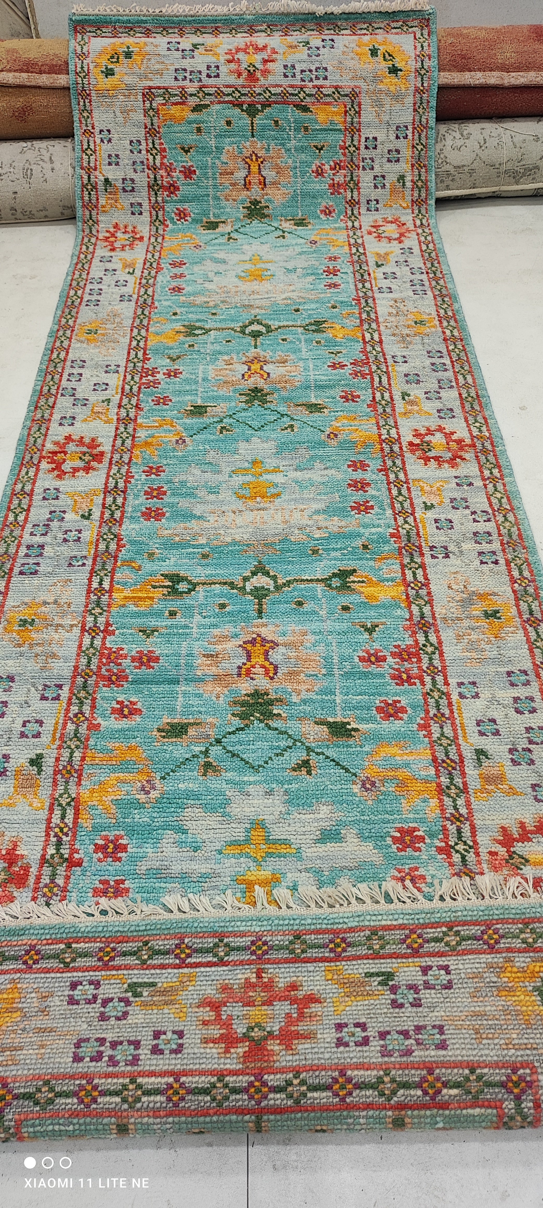 June 2.9x8 Blue Hand-Knotted Oushak Runner