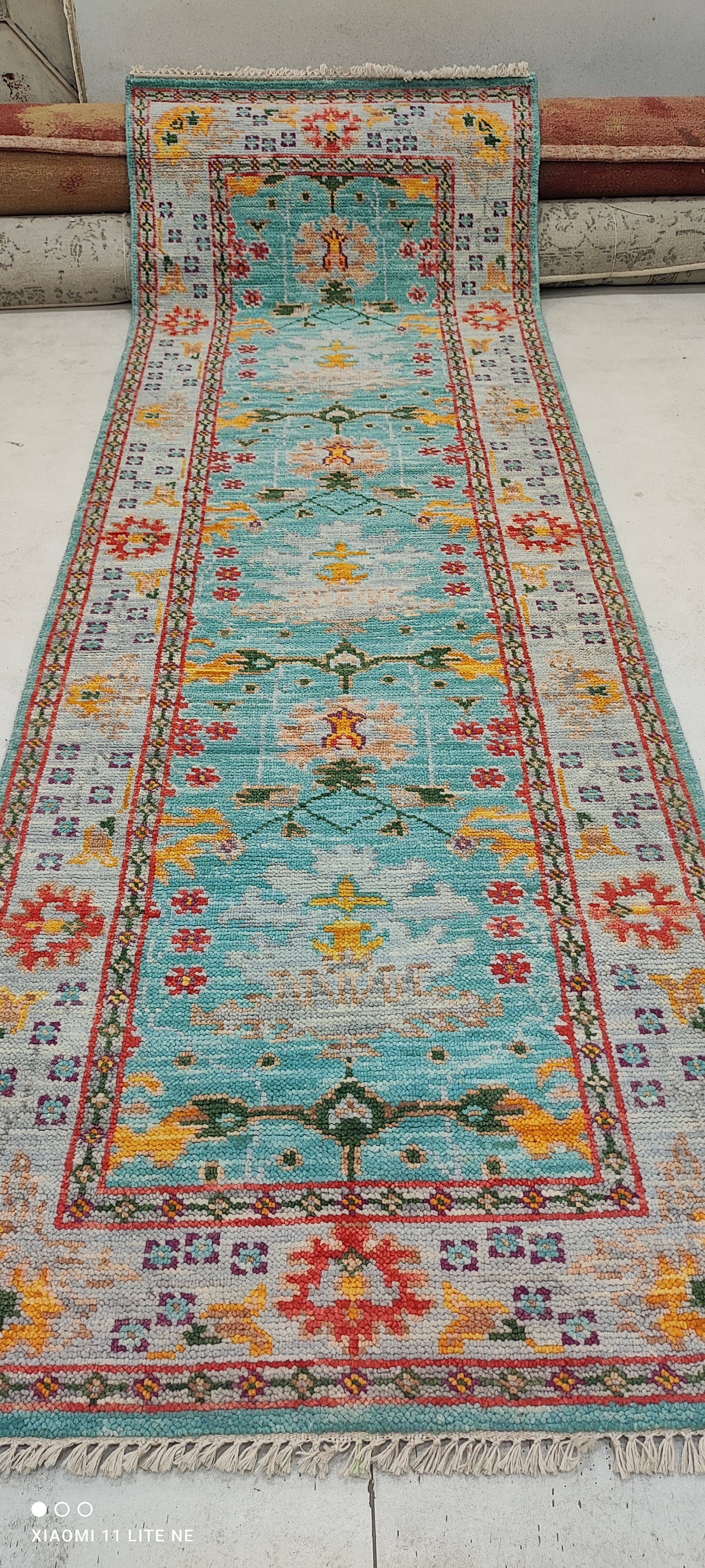 June 2.9x8 Blue Hand-Knotted Oushak Runner