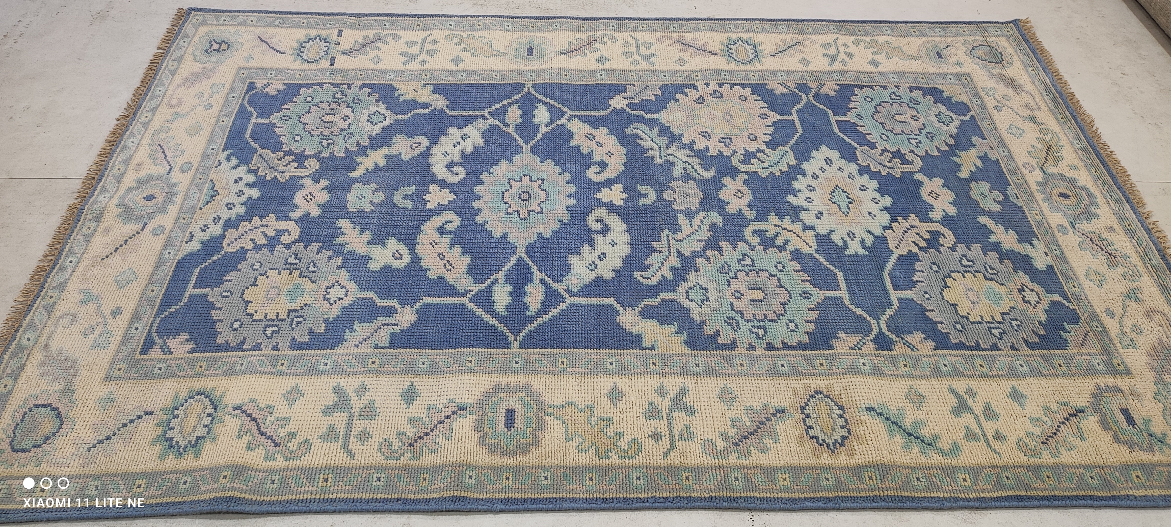 Dr. Wendy Chin 5.3x8 Blue Hand-Knotted Oushak