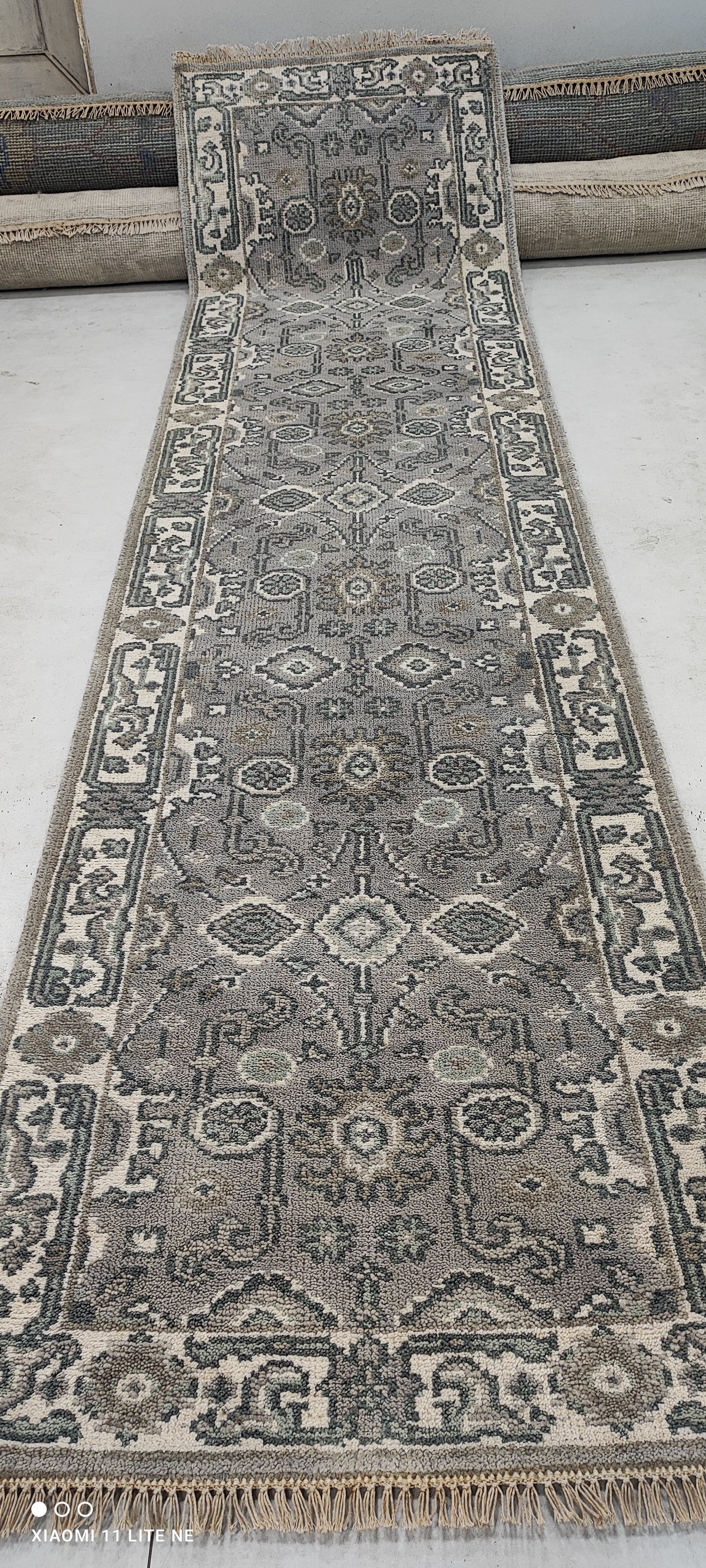 Cammie Clarke 2.6x9.9 Grey Hand-Knotted Oushak Runner