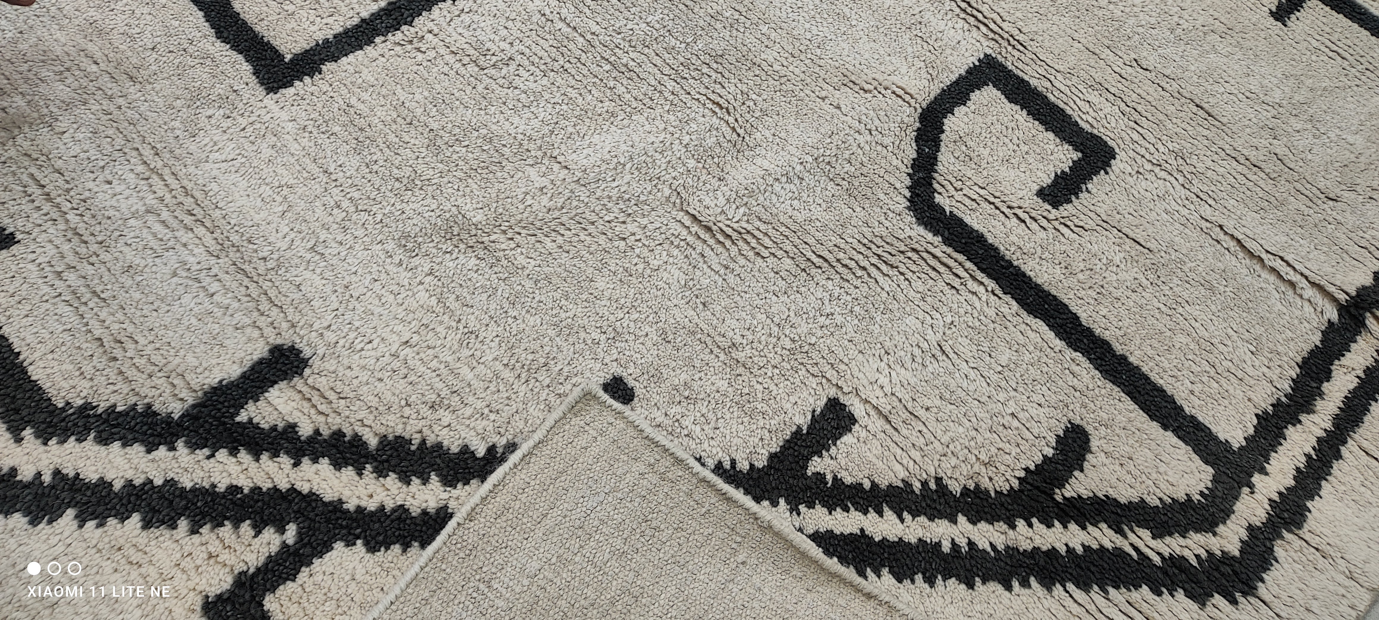 Aminah NievesE 10x13.9 Ivory Hand-Knotted Moroccan Style Rug