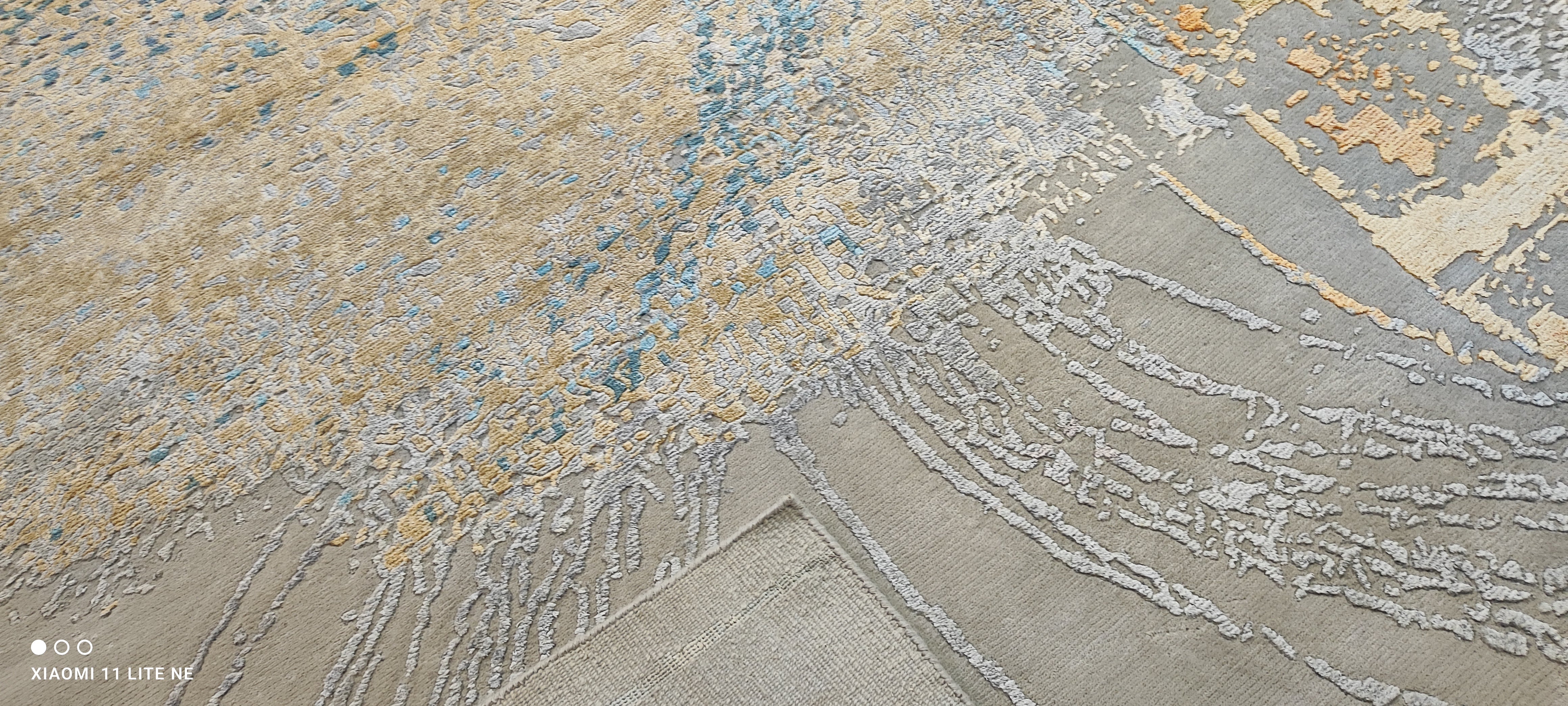Michael Randolph 10x14 Grey and Blue Hand-Knotted Modern Abstract Rug