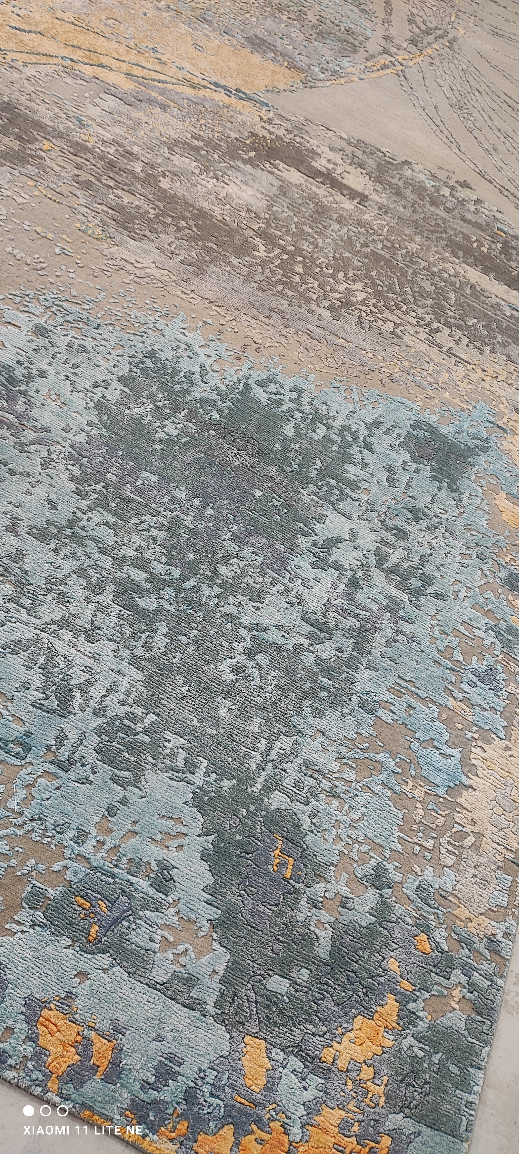 Michael Randolph 10x14 Grey and Blue Hand-Knotted Modern Abstract Rug