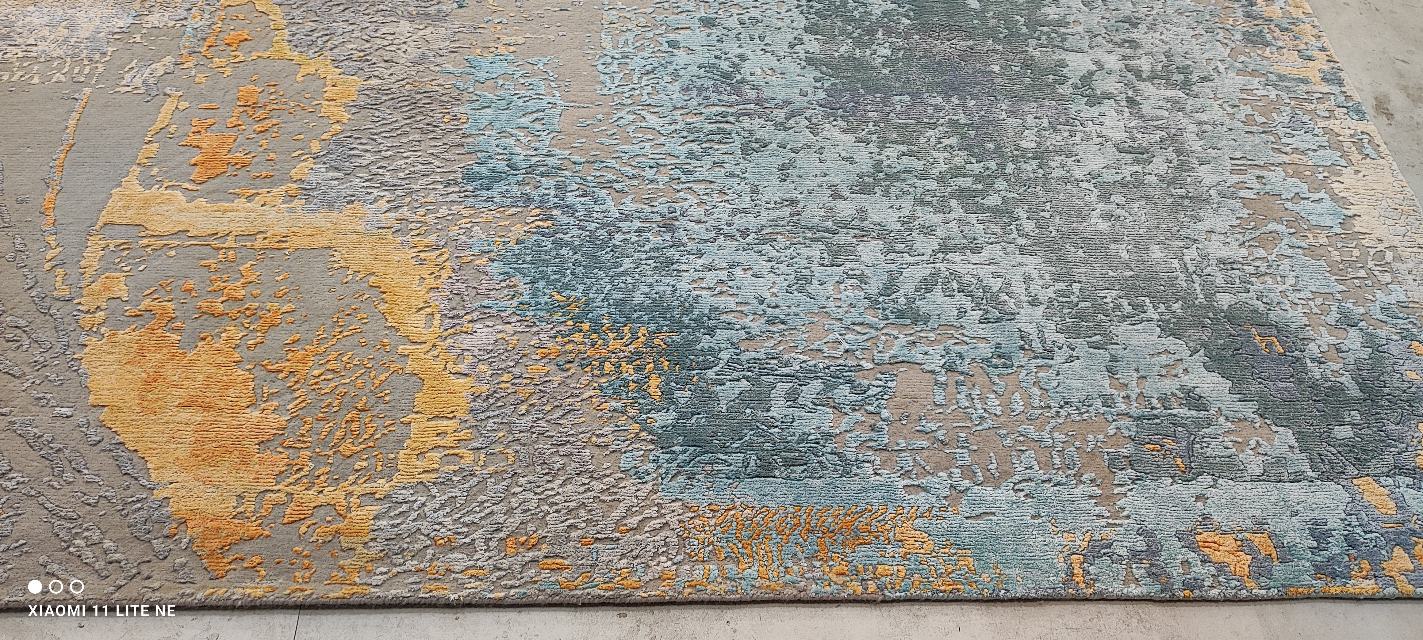 Michael Randolph 10x14 Grey and Blue Hand-Knotted Modern Abstract Rug
