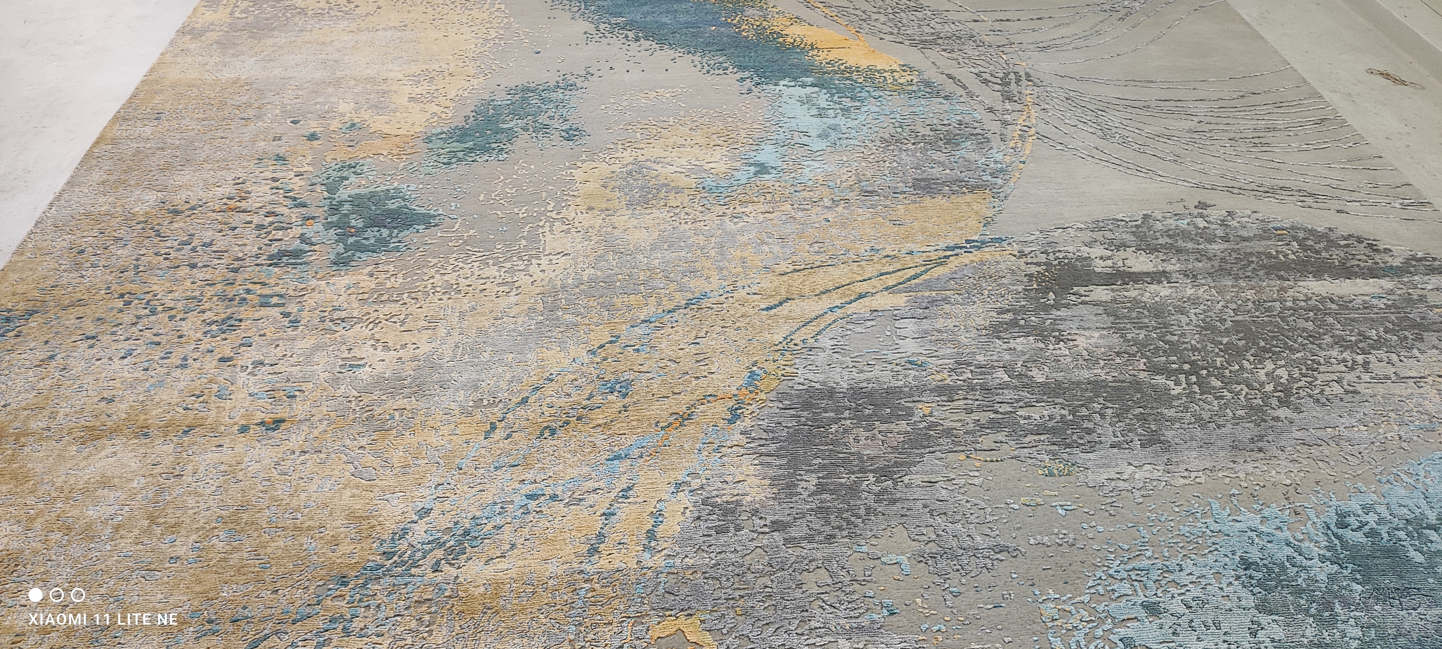 Michael Randolph 10x14 Grey and Blue Hand-Knotted Modern Abstract Rug
