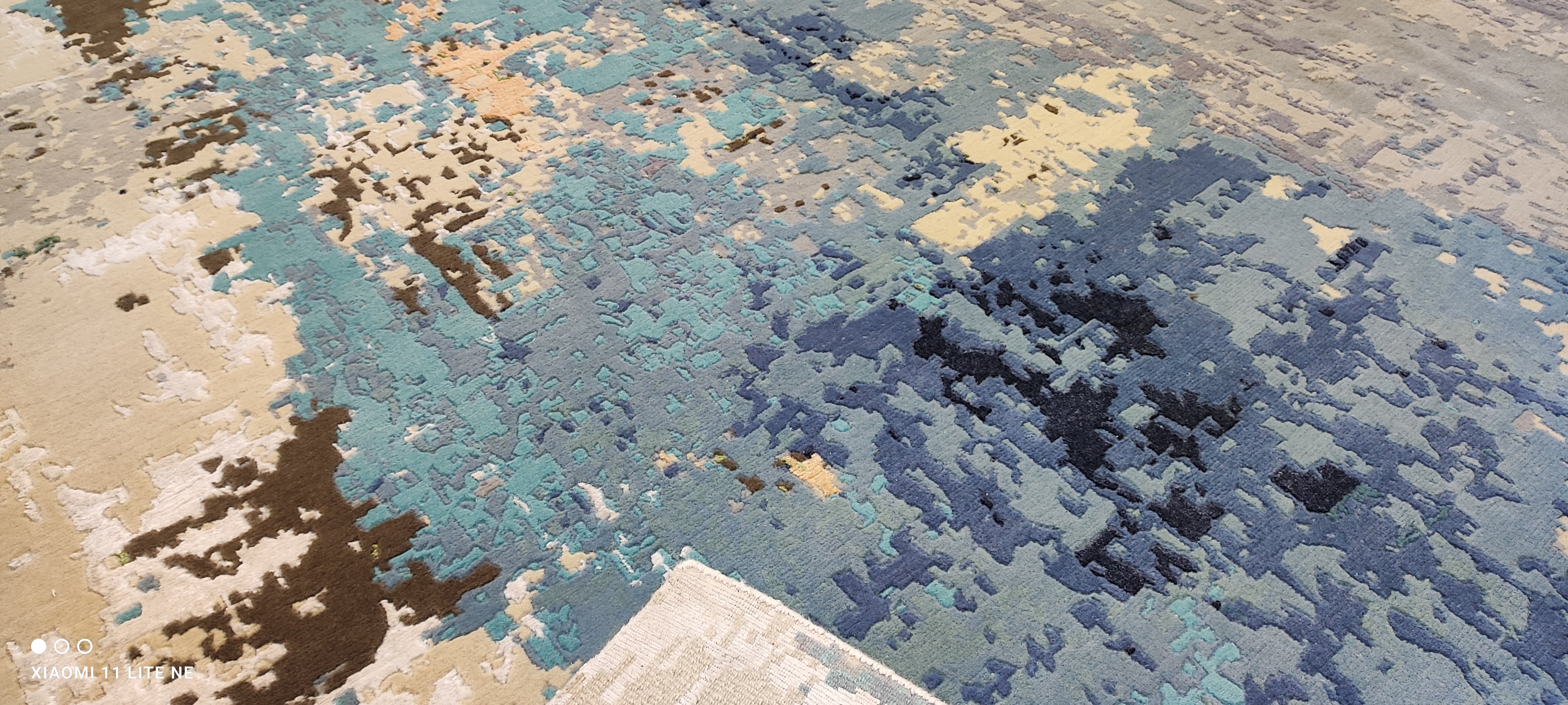 Lindmen 9.3x12.3 Blue Hand-Knotted Modern Abstract Rug