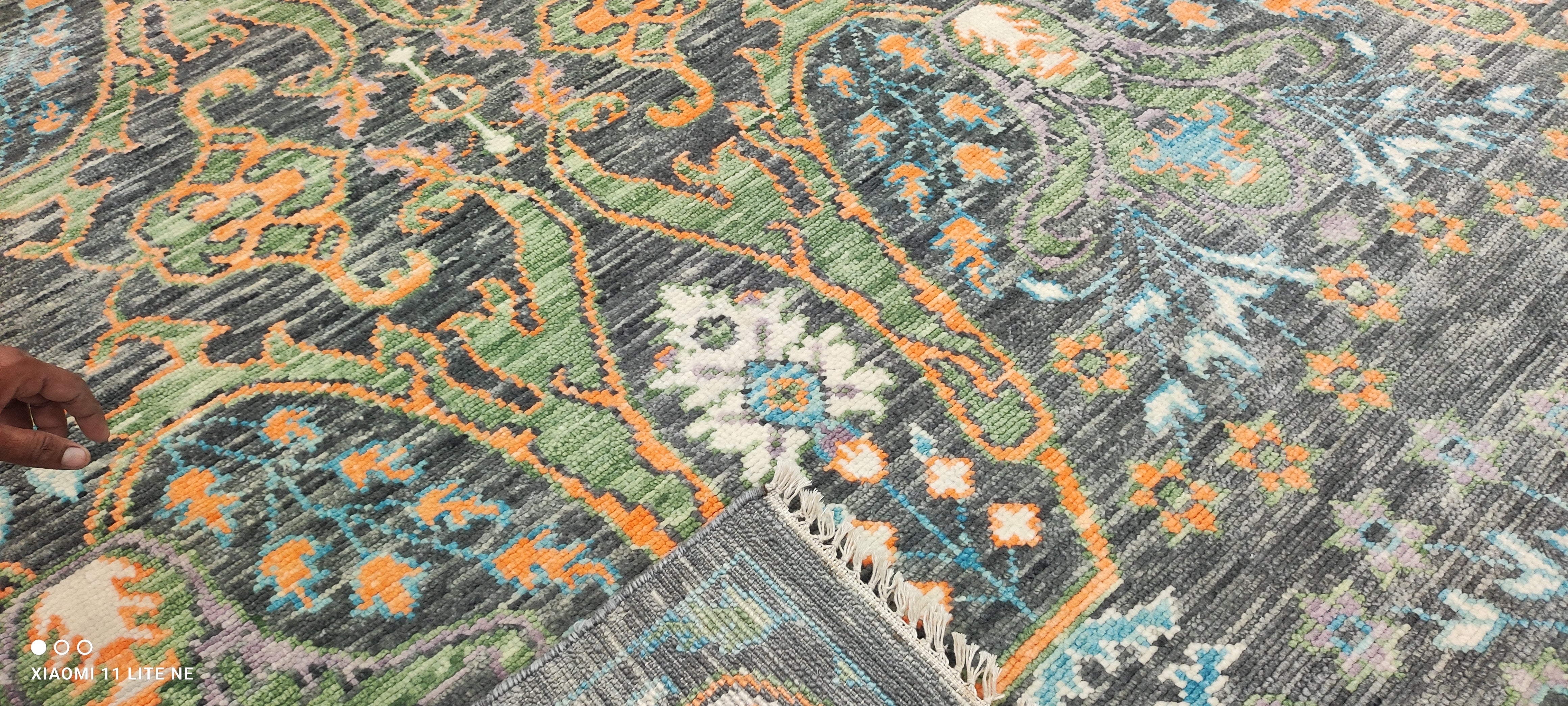 Eva/Eve 8x8 Grey and Green Hand-Knotted Oushak