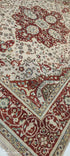 Zara Nikou Sichani 8x10 Ivory and Red Hand-Knotted Kashan Rug