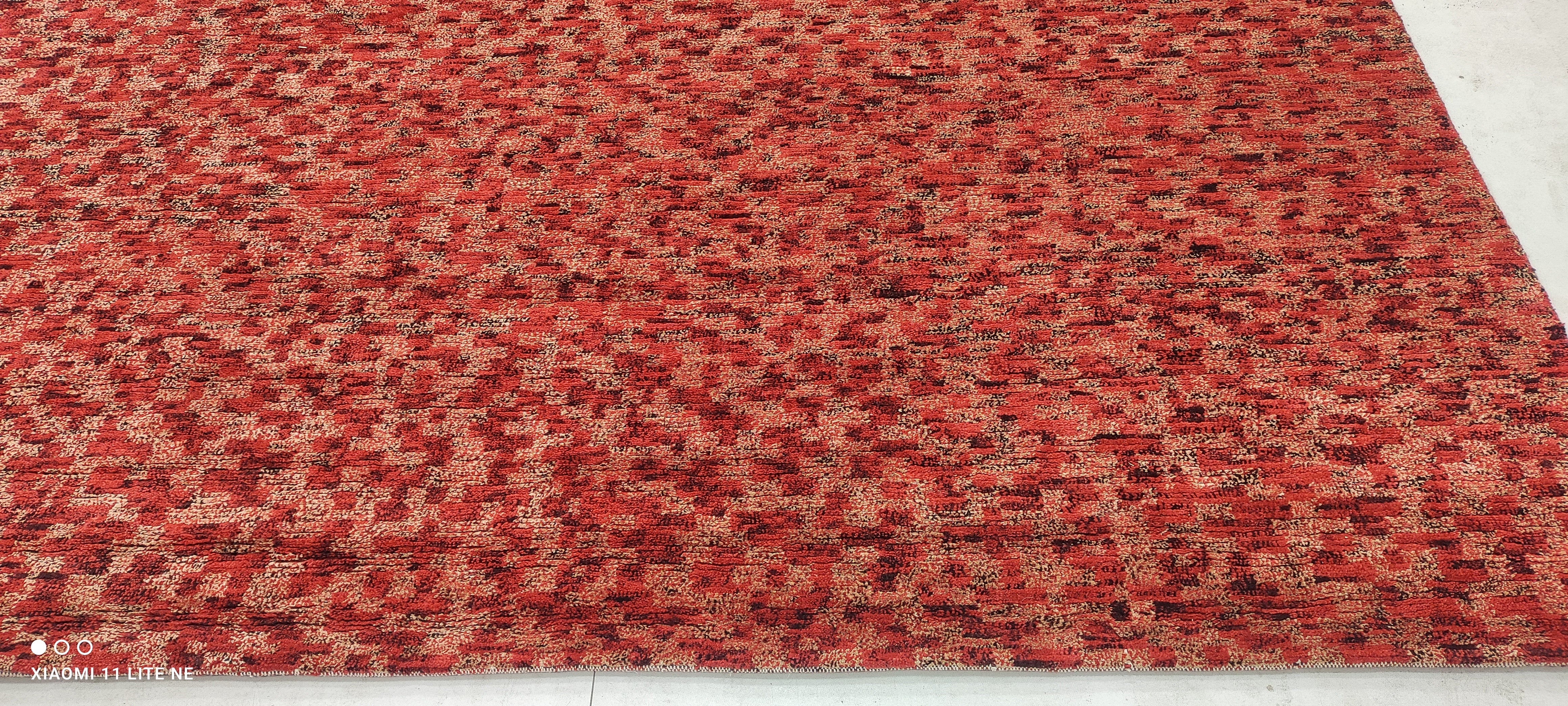 C.O. Bassett 7.6x9.6 Red Hand-Knotted Modern Rug