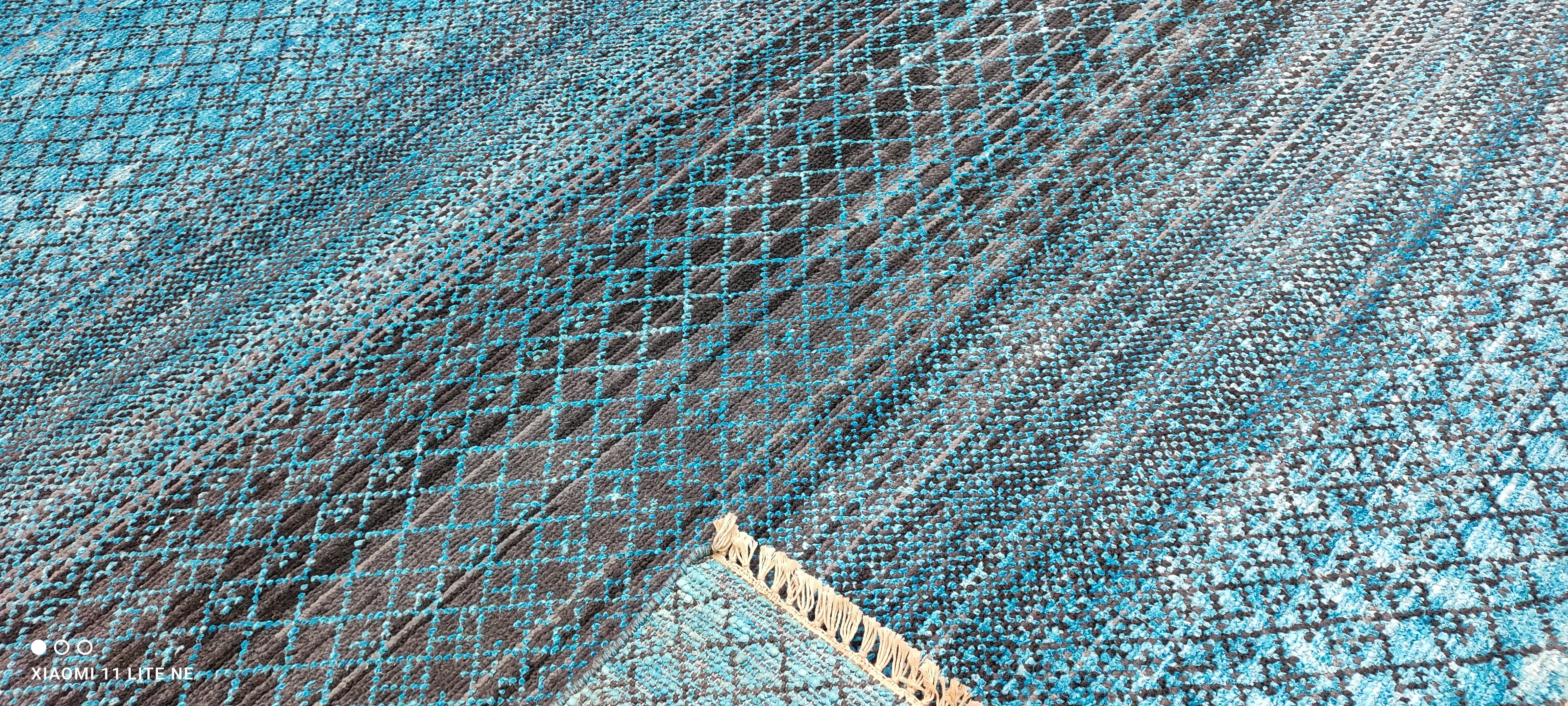 Philip Granger 8x10 Blue Hand-Knotted Grass Style Rug