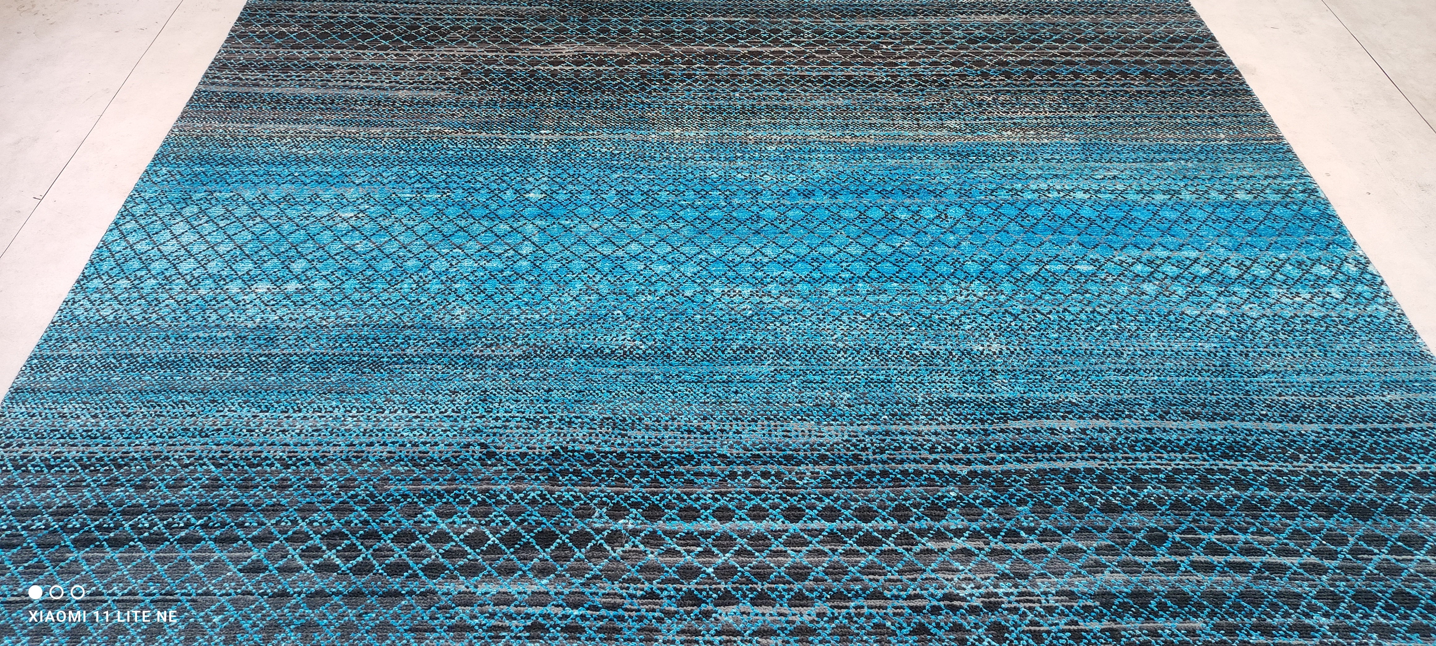 Philip Granger 8x10 Blue Hand-Knotted Grass Style Rug