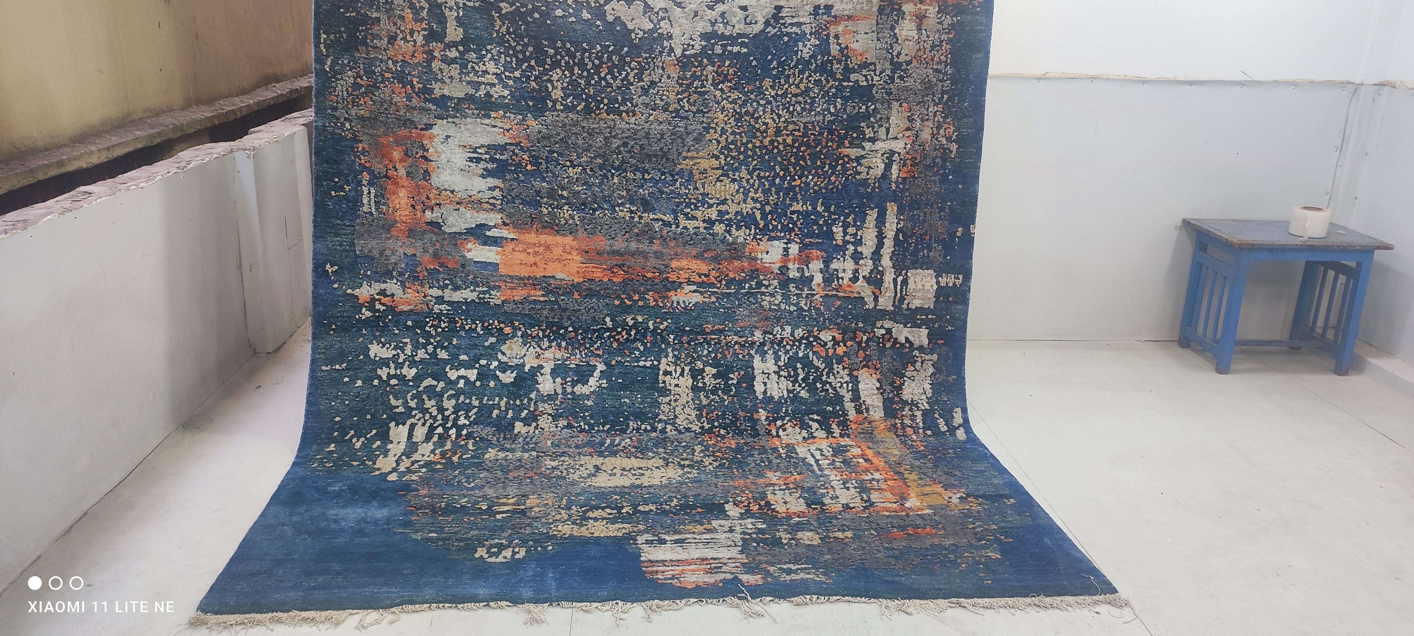 Ashton McBride 7.9x9.9 Blue Hand-Knotted Modern Rug