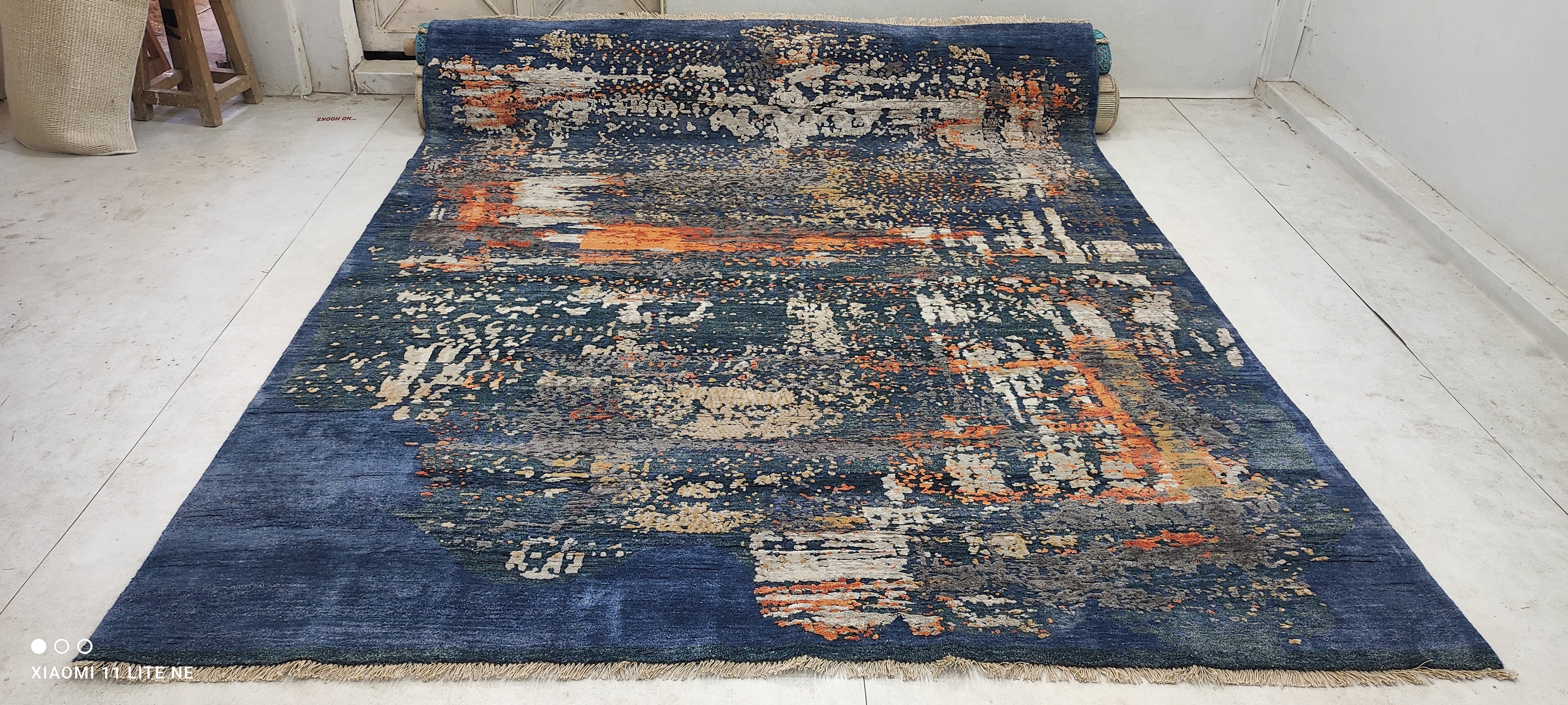 Ashton McBride 7.9x9.9 Blue Hand-Knotted Modern Rug