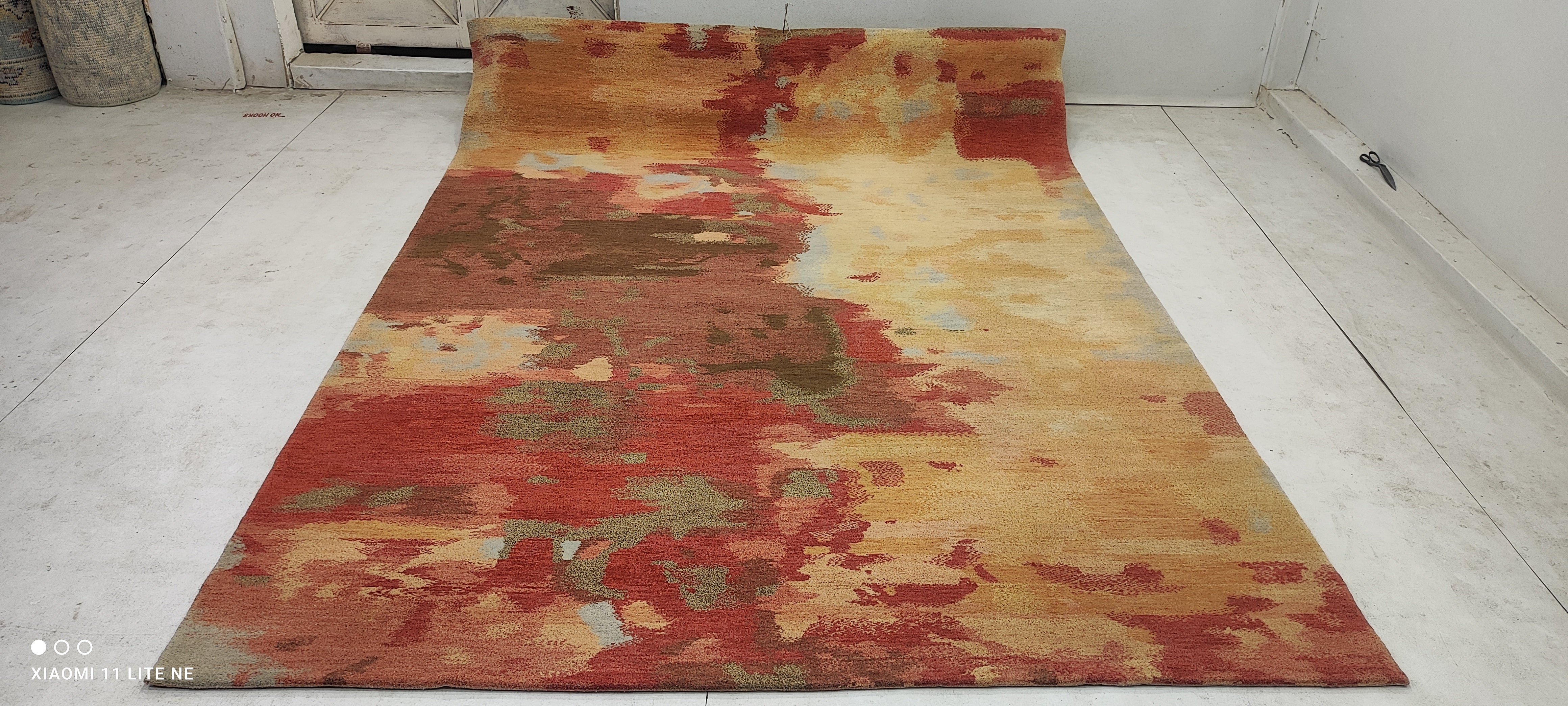 Philip Ettinger 6.6x9 Red Hand-Knotted Modern Abstract Rug