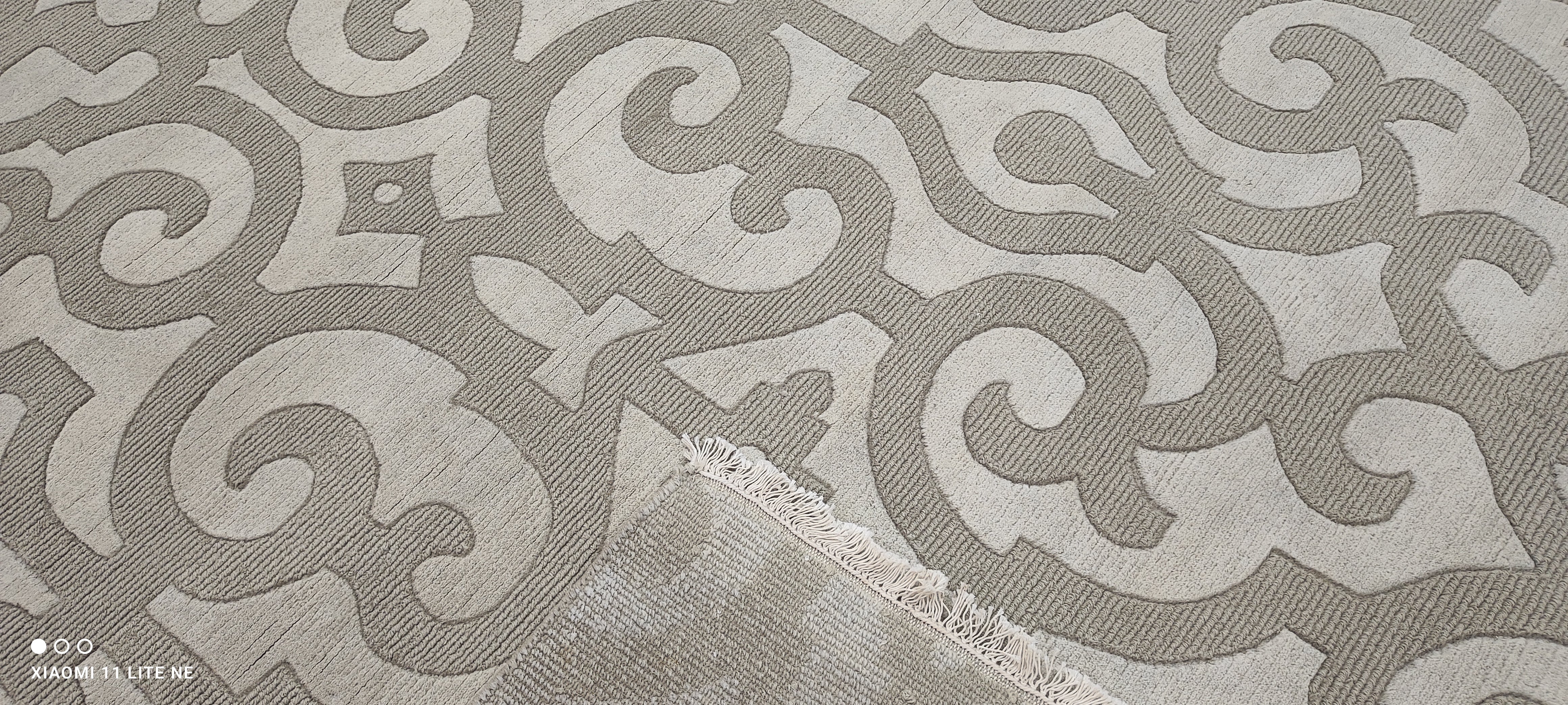 Toby Hargrave 6x8.9 Grey Hand-Knotted Modern Abstract High-Low Rug