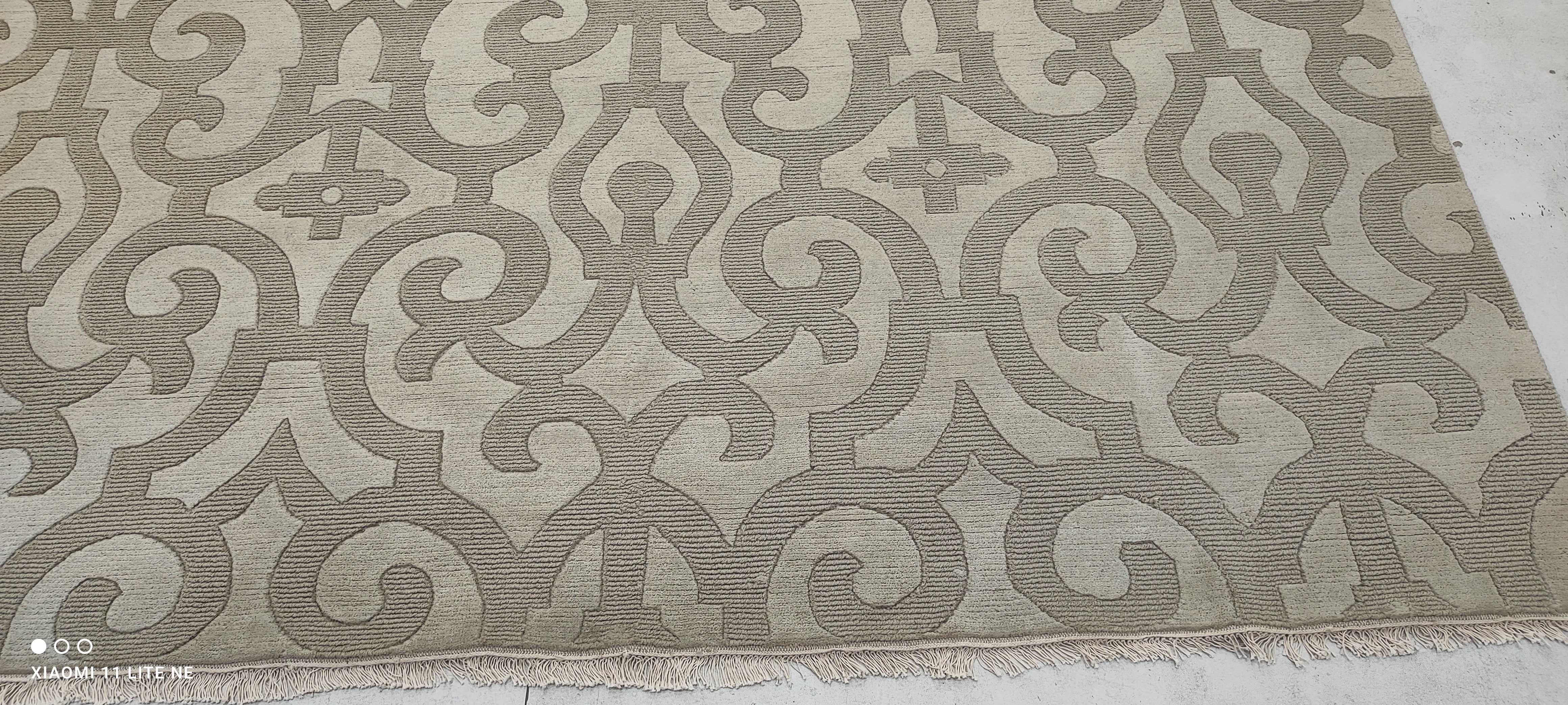 Toby Hargrave 6x8.9 Grey Hand-Knotted Modern Abstract High-Low Rug