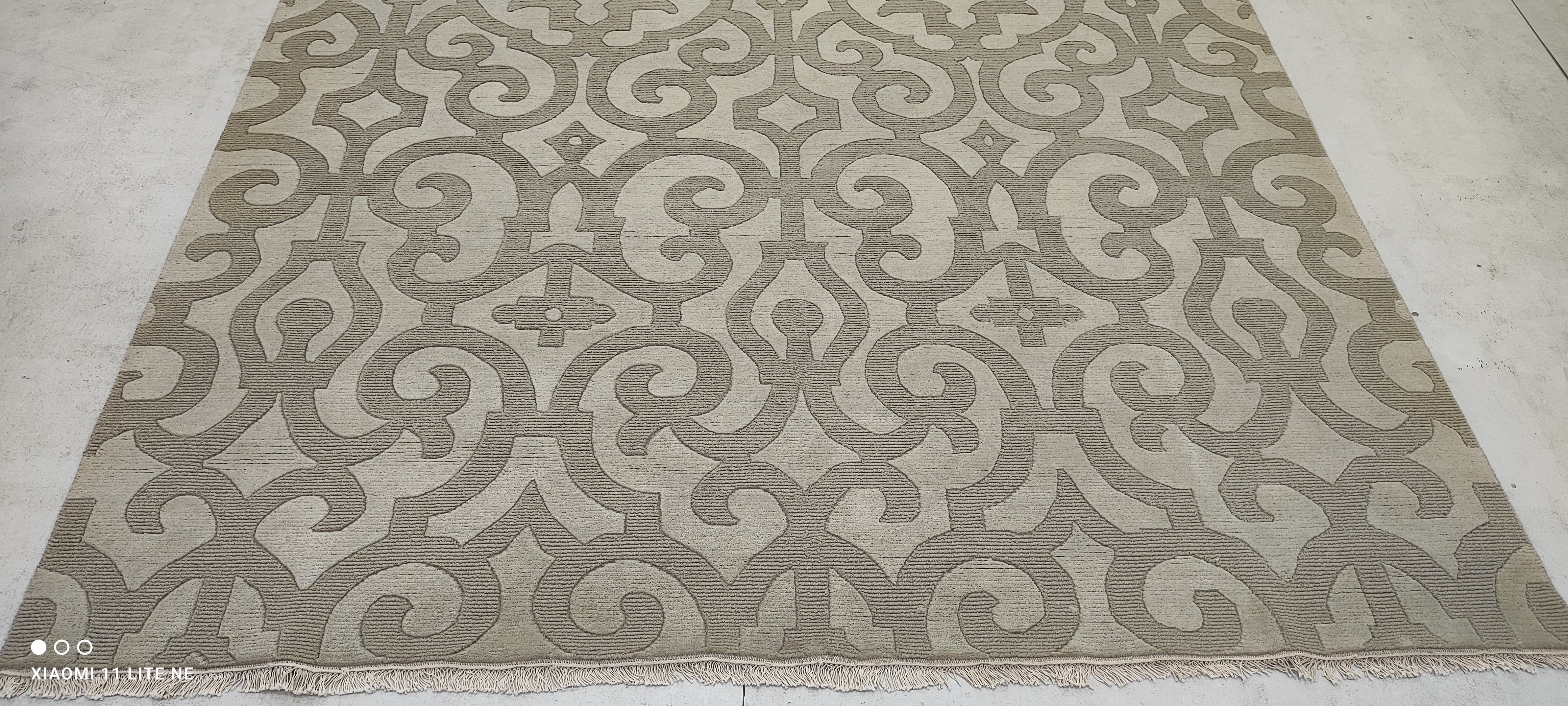 Toby Hargrave 6x8.9 Grey Hand-Knotted Modern Abstract High-Low Rug
