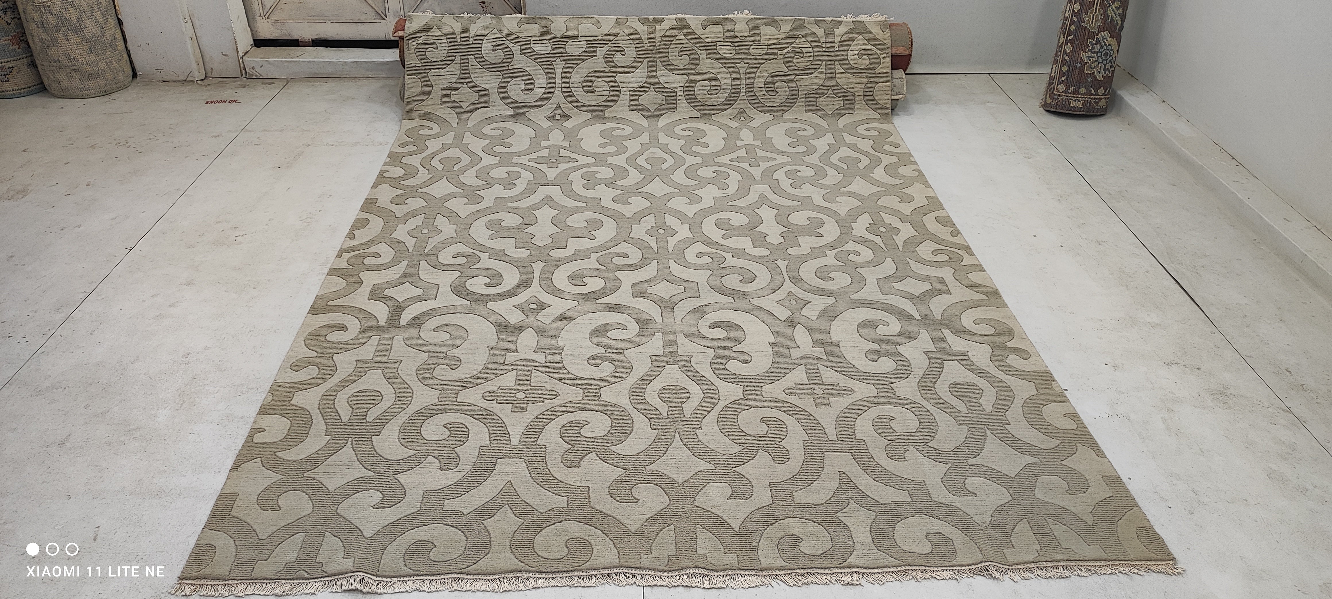 Toby Hargrave 6x8.9 Grey Hand-Knotted Modern Abstract High-Low Rug
