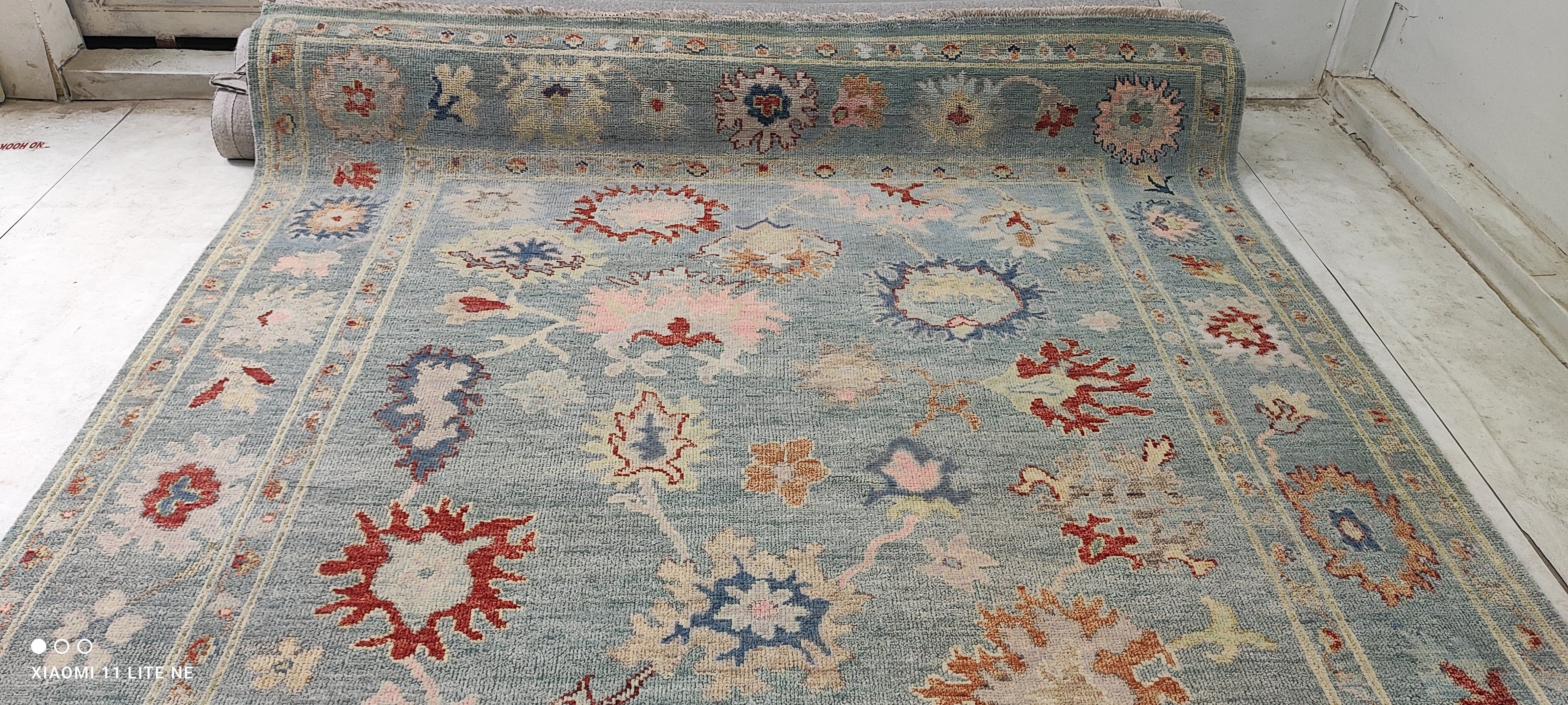 Alison Leiby 8x10 Blue Hand-Knotted Oushak Rug