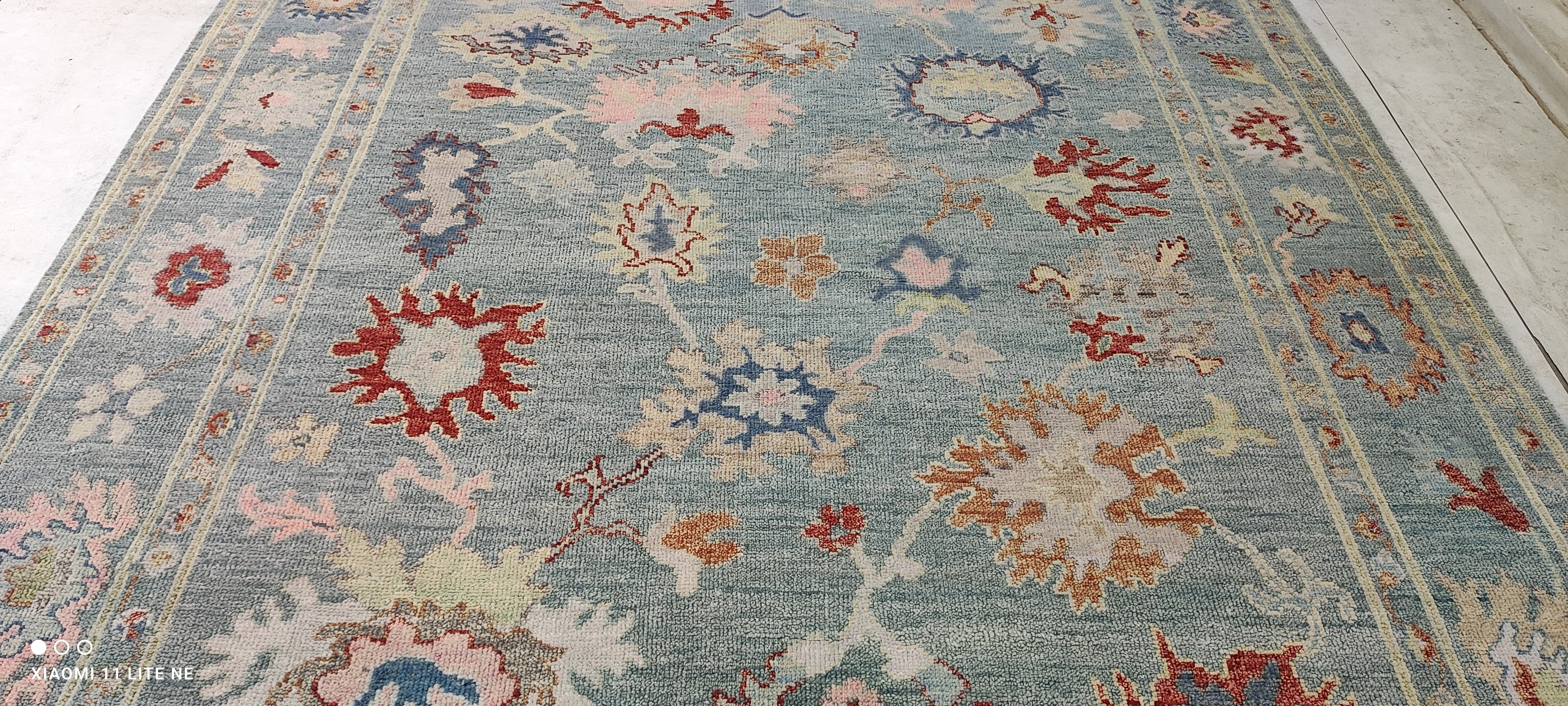 Alison Leiby 8x10 Blue Hand-Knotted Oushak Rug