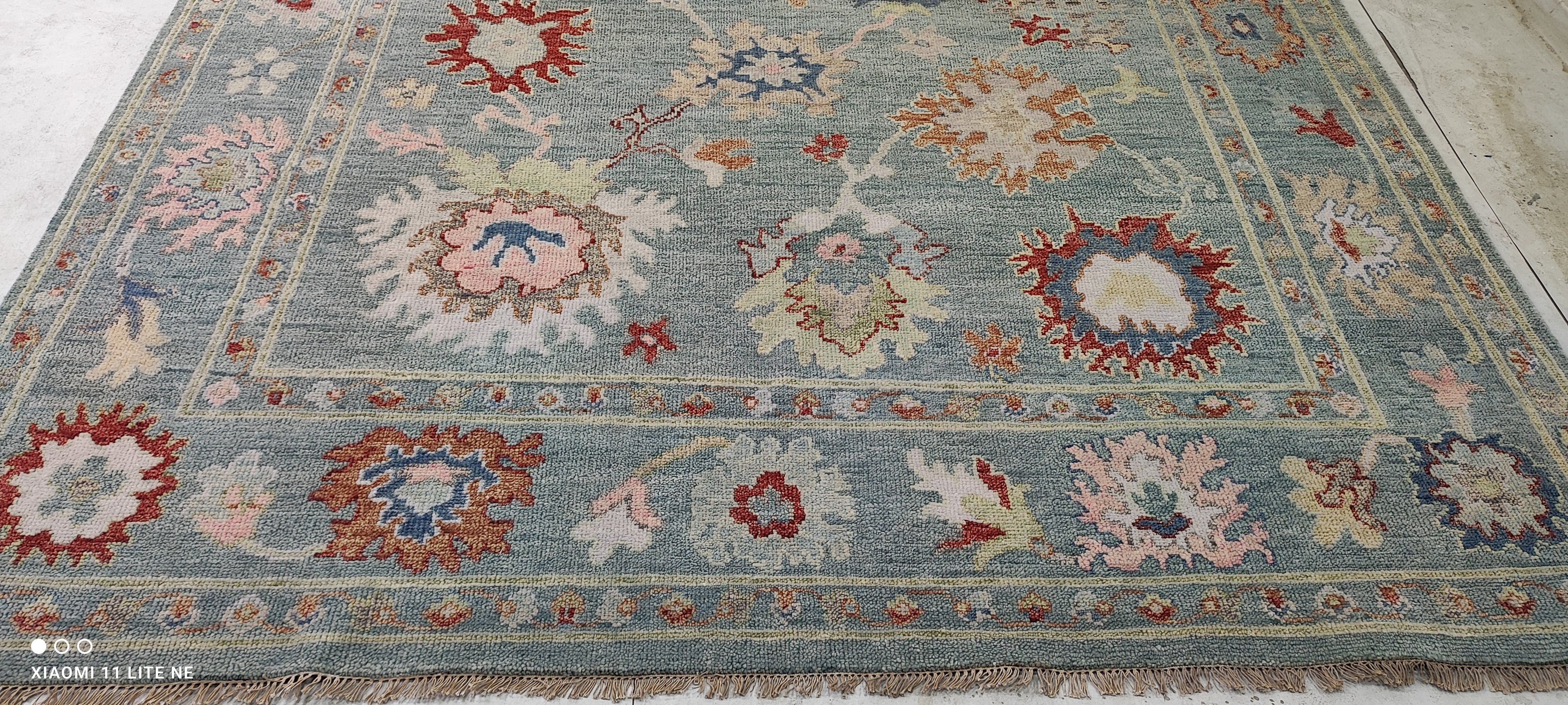 Alison Leiby 8x10 Blue Hand-Knotted Oushak Rug