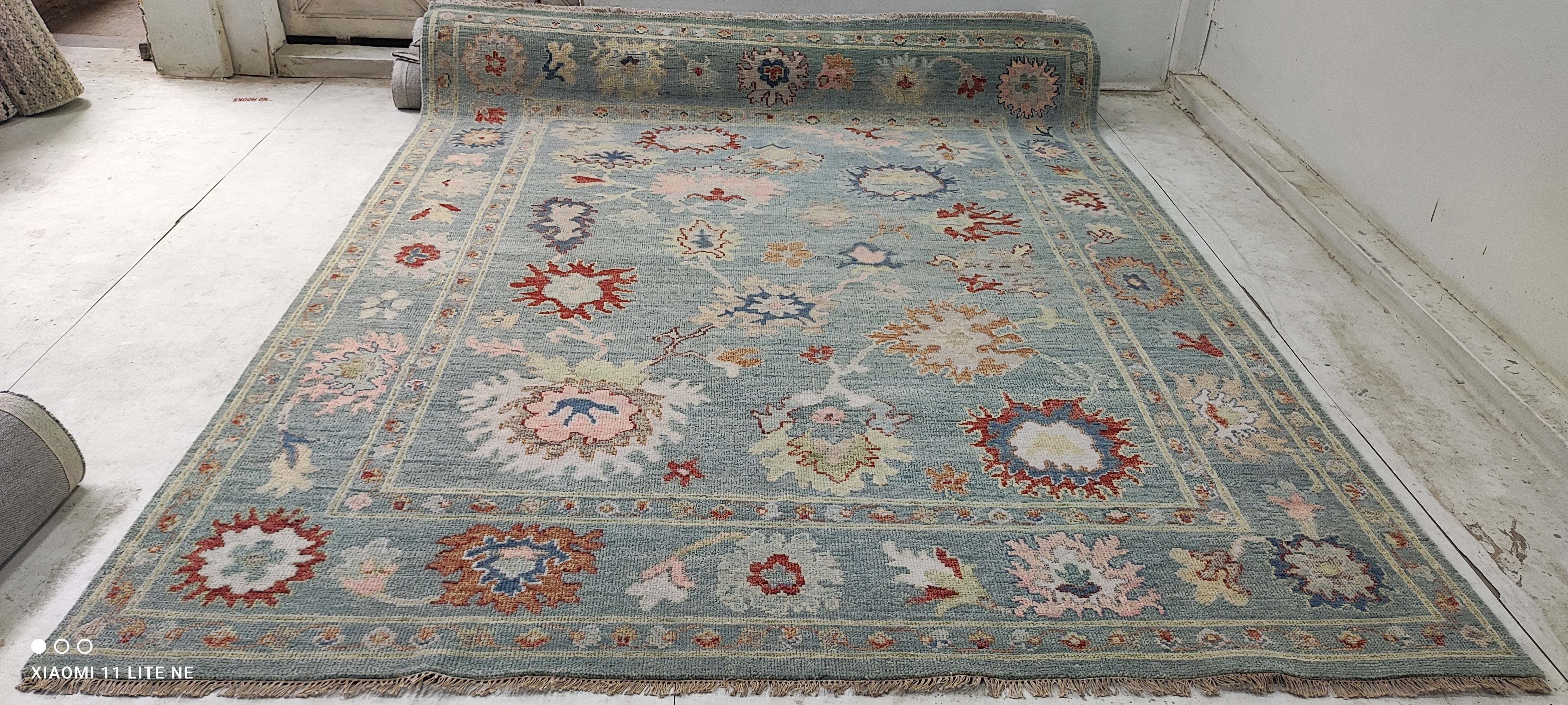 Alison Leiby 8x10 Blue Hand-Knotted Oushak Rug