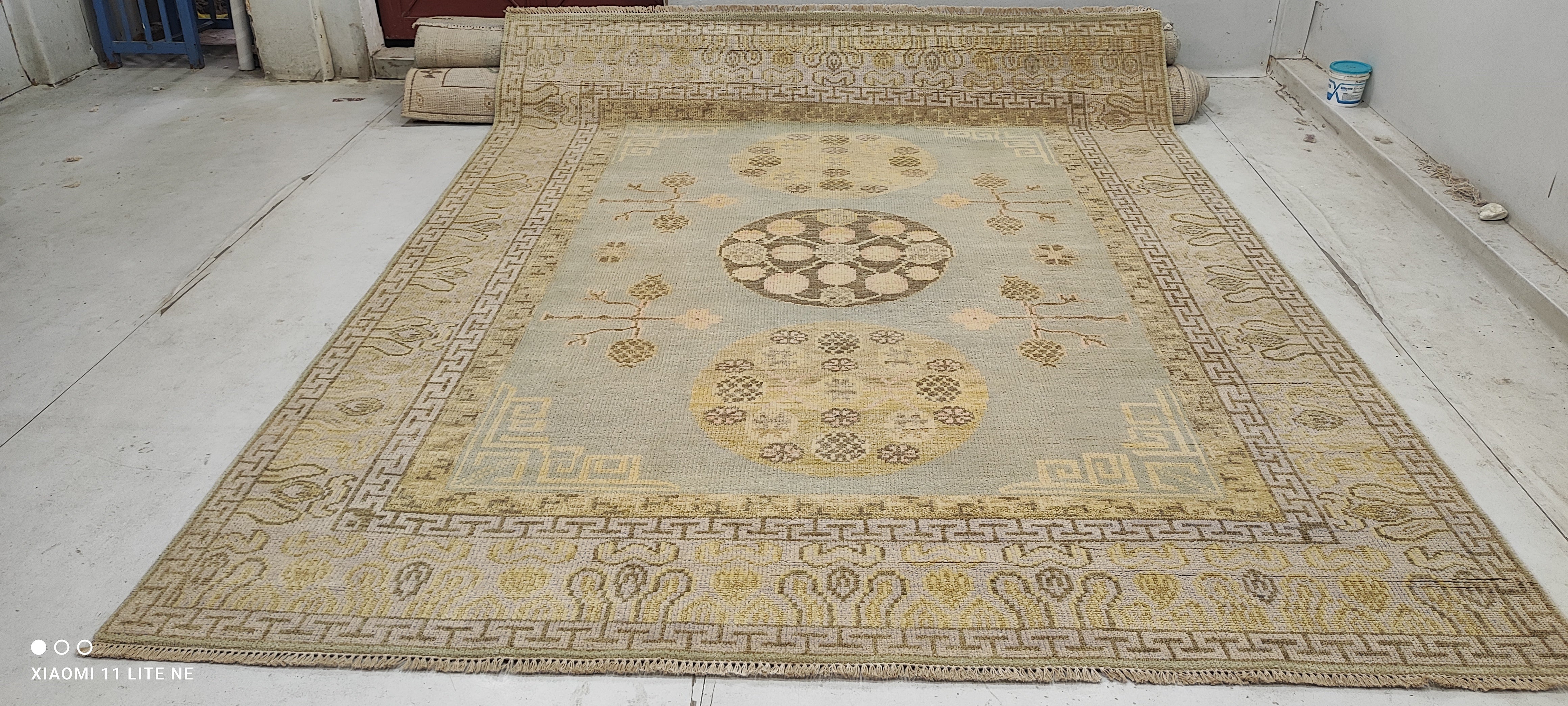 Madeleine Martin 8x10 Light Blue Hand-Knotted Oushak Rug
