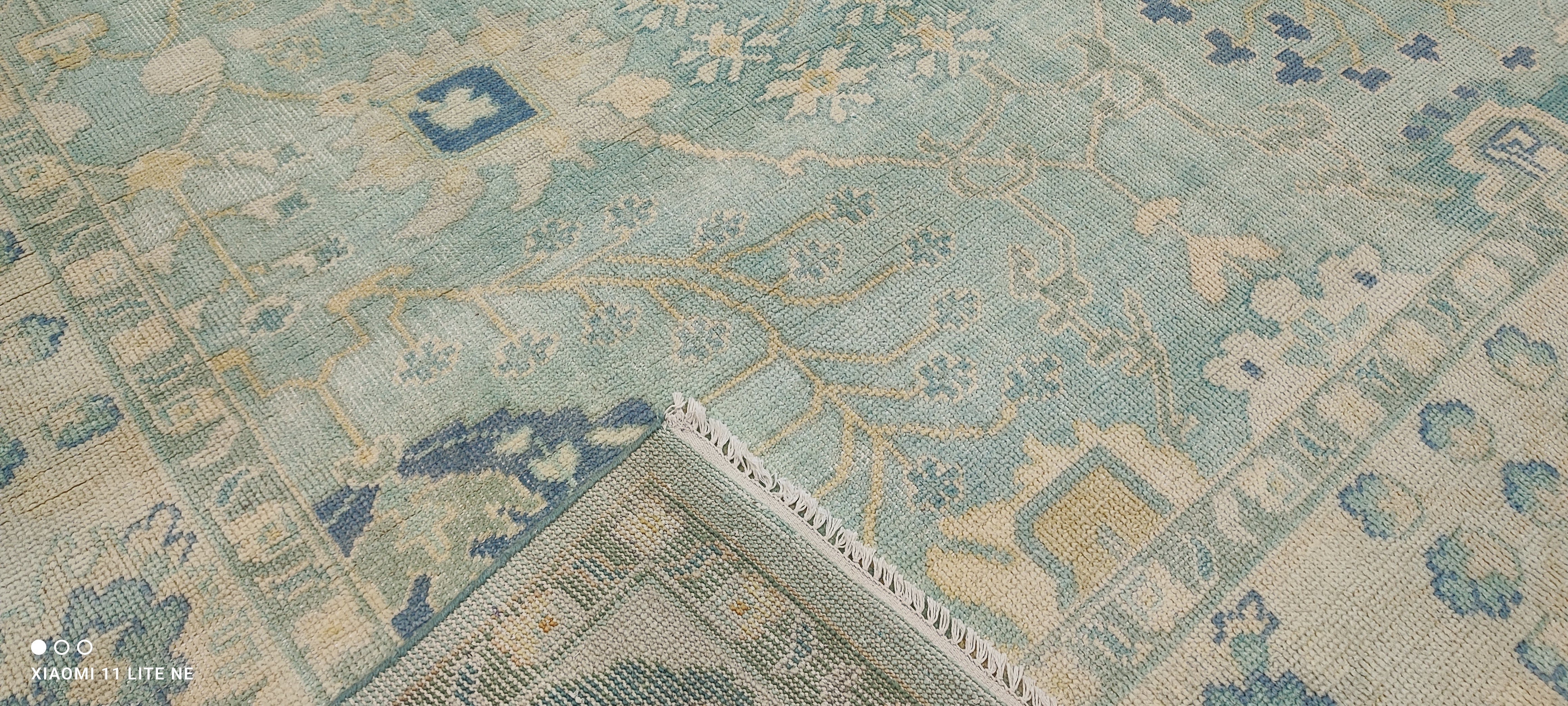 Annie Golden 8x10 Light Blue Hand-Knotted Oushak Rug
