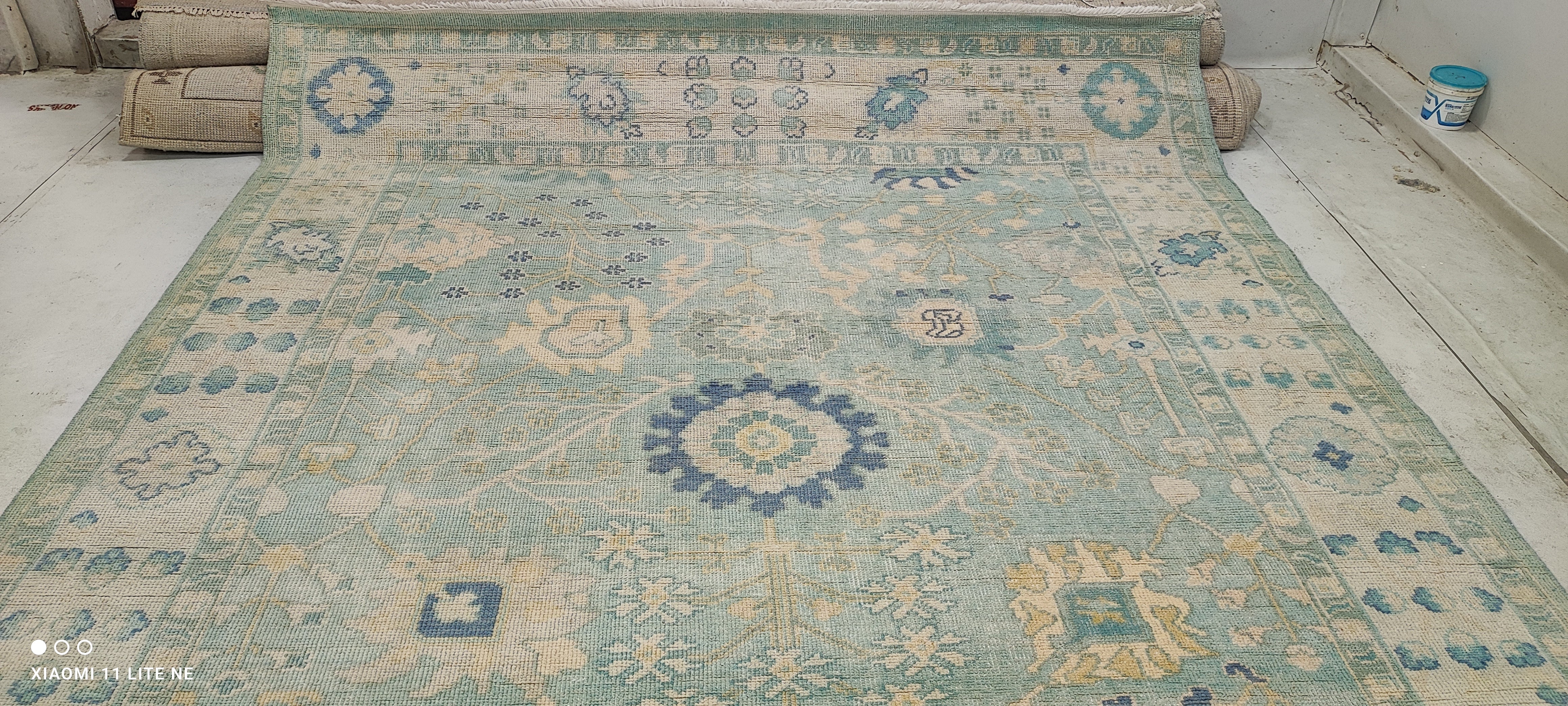 Annie Golden 8x10 Light Blue Hand-Knotted Oushak Rug