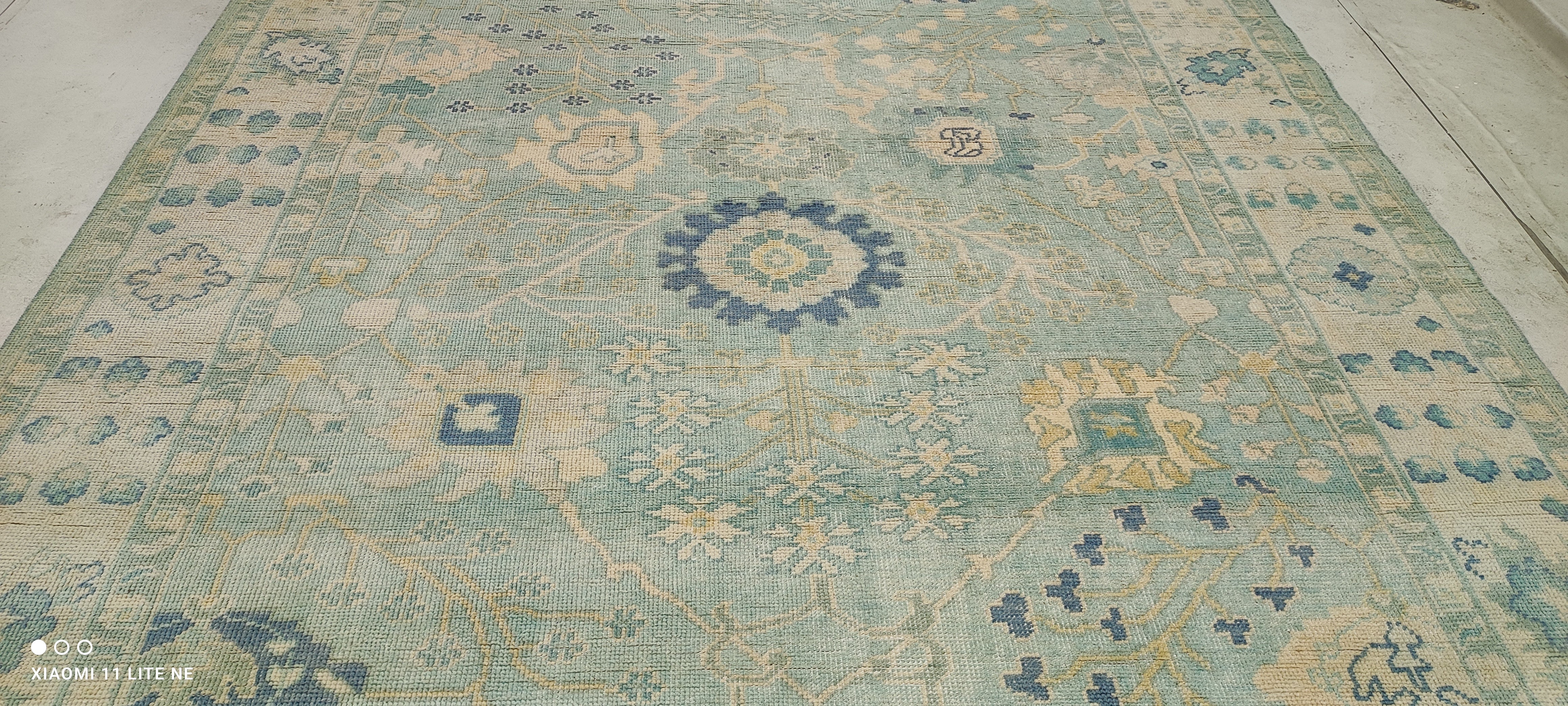Annie Golden 8x10 Light Blue Hand-Knotted Oushak Rug