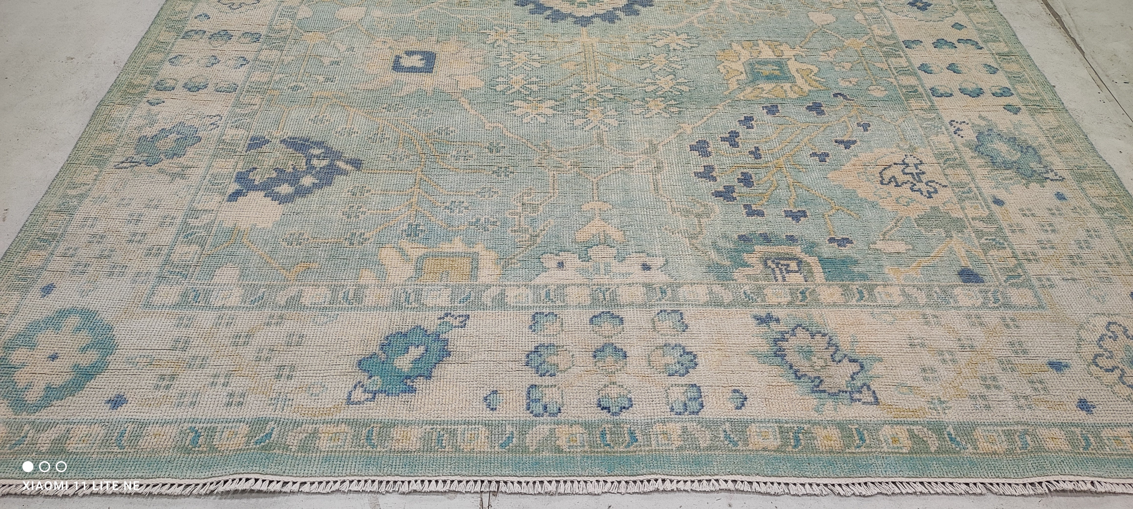 Annie Golden 8x10 Light Blue Hand-Knotted Oushak Rug