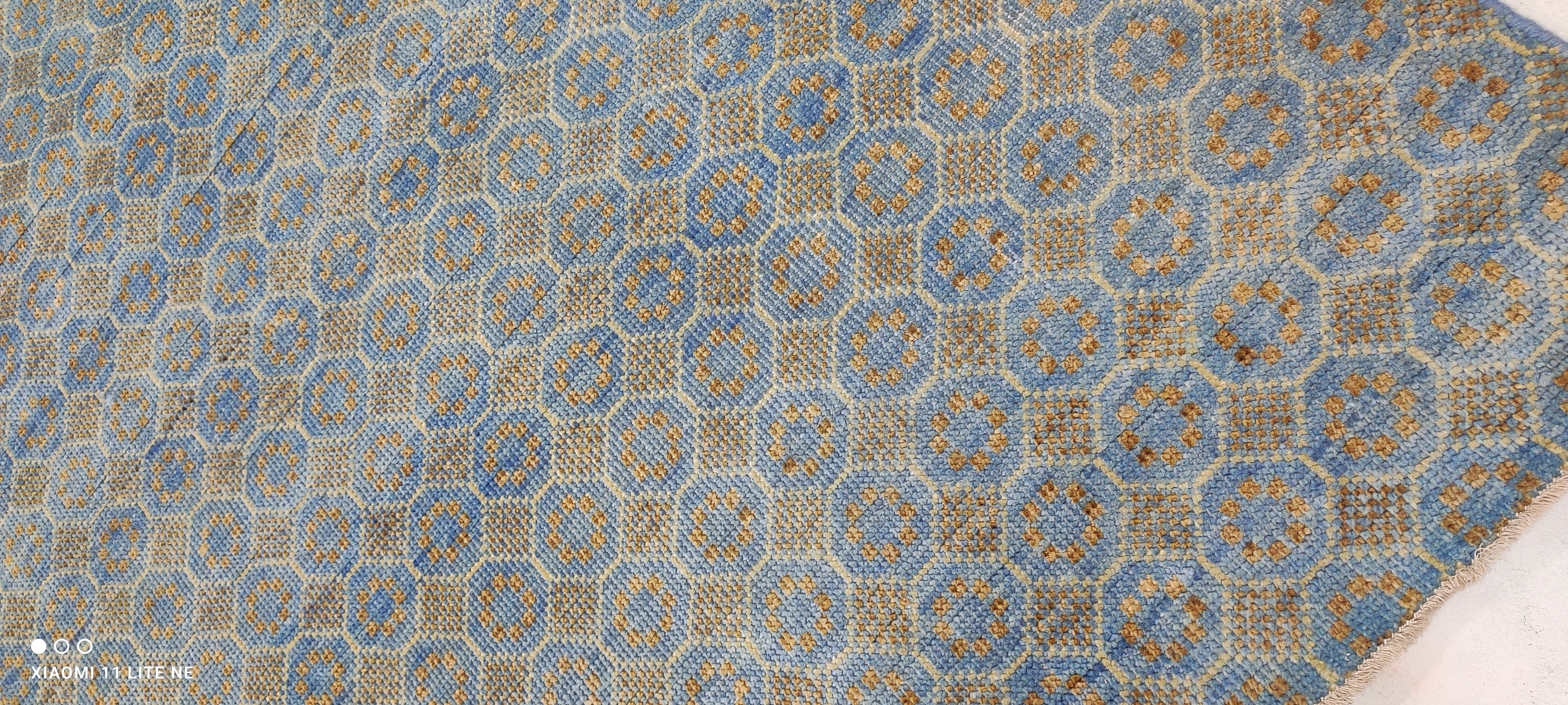Santino Fontana 8x10 Blue Hand-Knotted Modern Style Rug