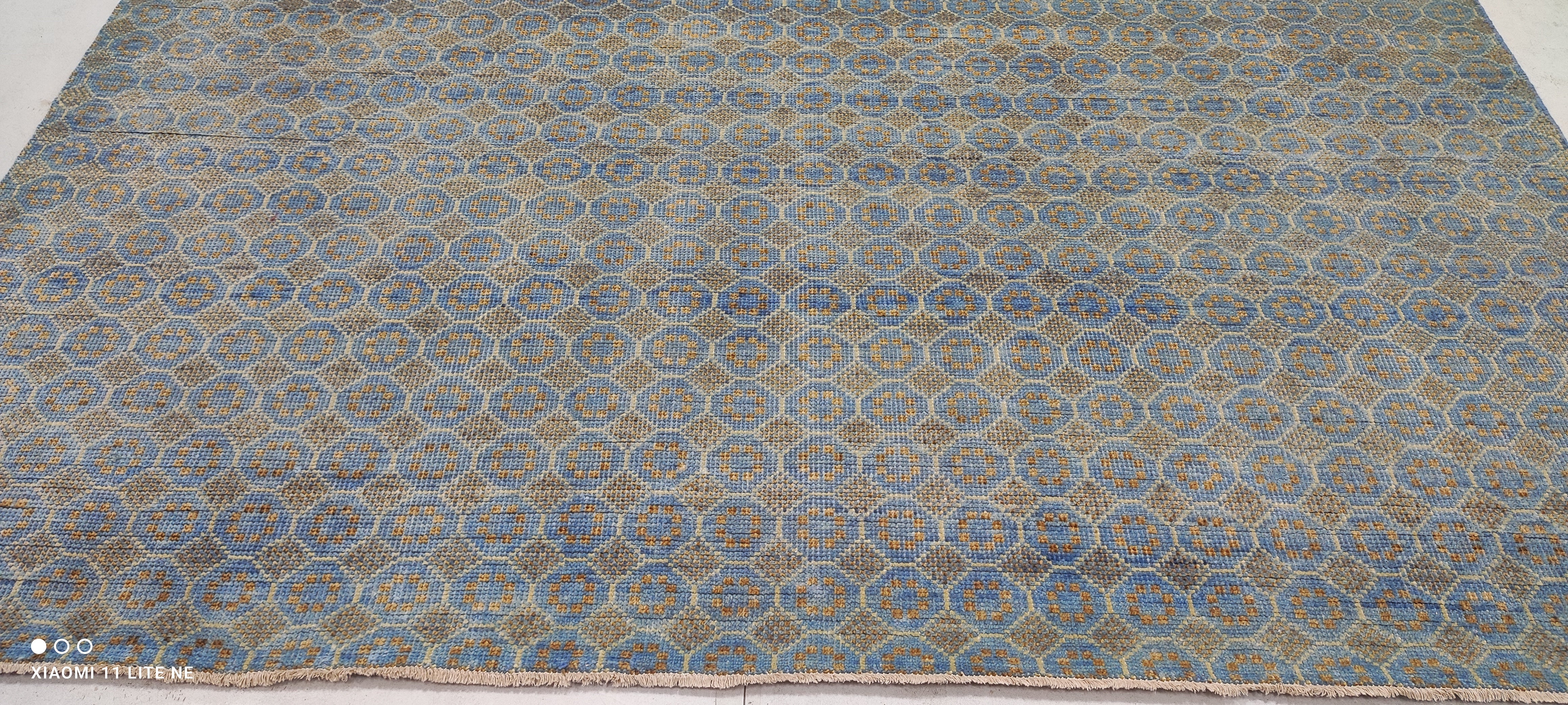 Santino Fontana 8x10 Blue Hand-Knotted Modern Style Rug
