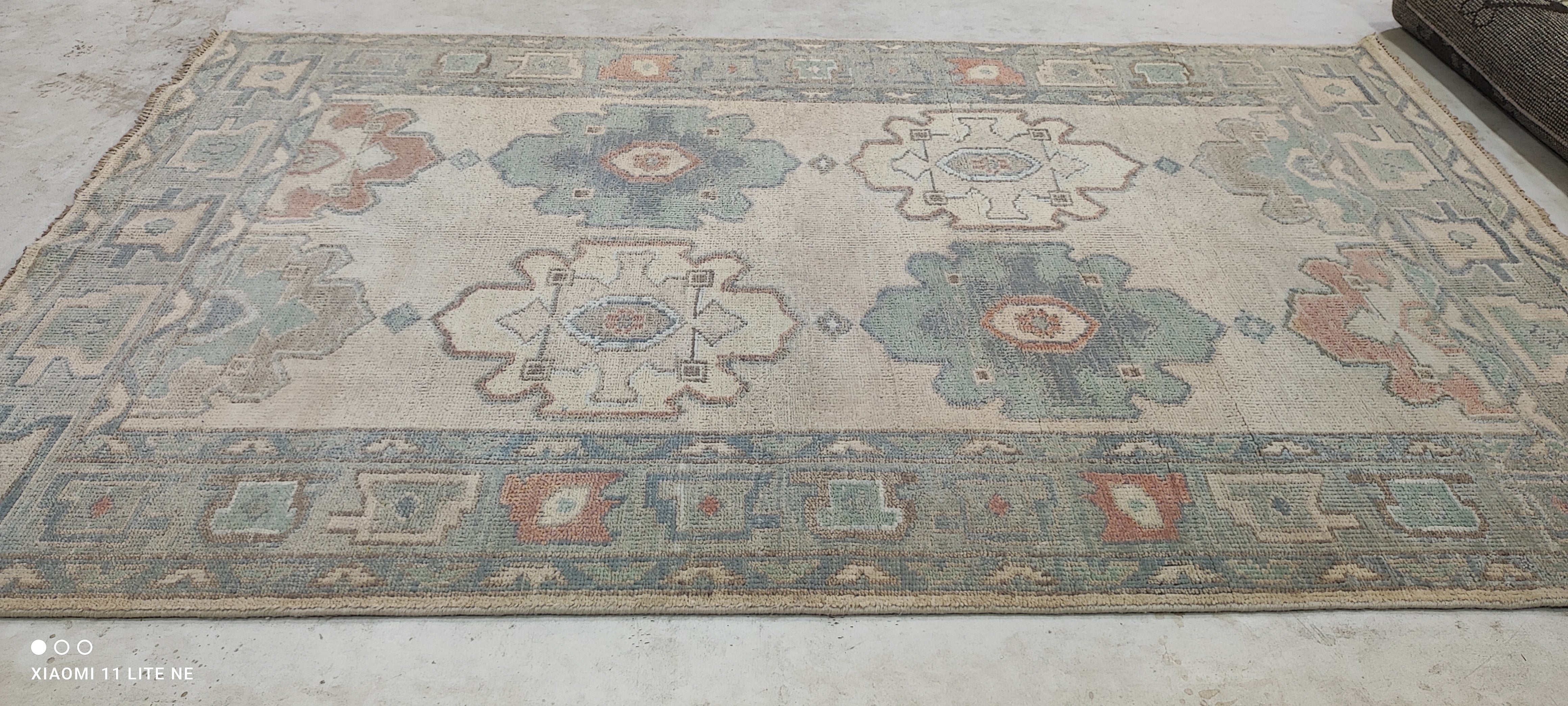 Miss Masel 5.9x9.3 Grey Hand-Knotted Oushak Rug