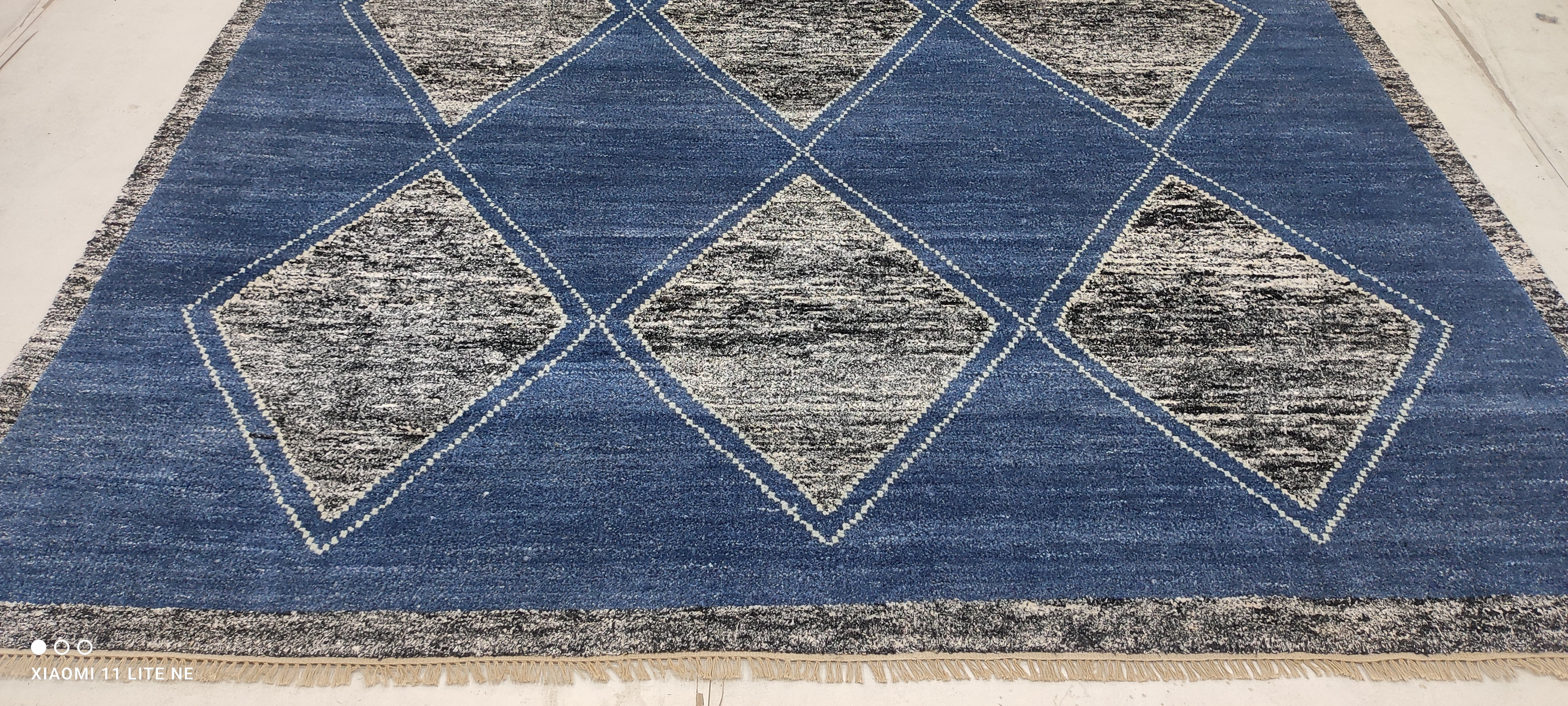 Chris Chirdon 8x10 Blue Hand-Knotted Modern Style Rug